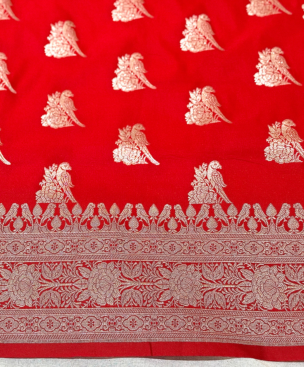 Handwoven Red Banarasi Ahinsa Silk Saree