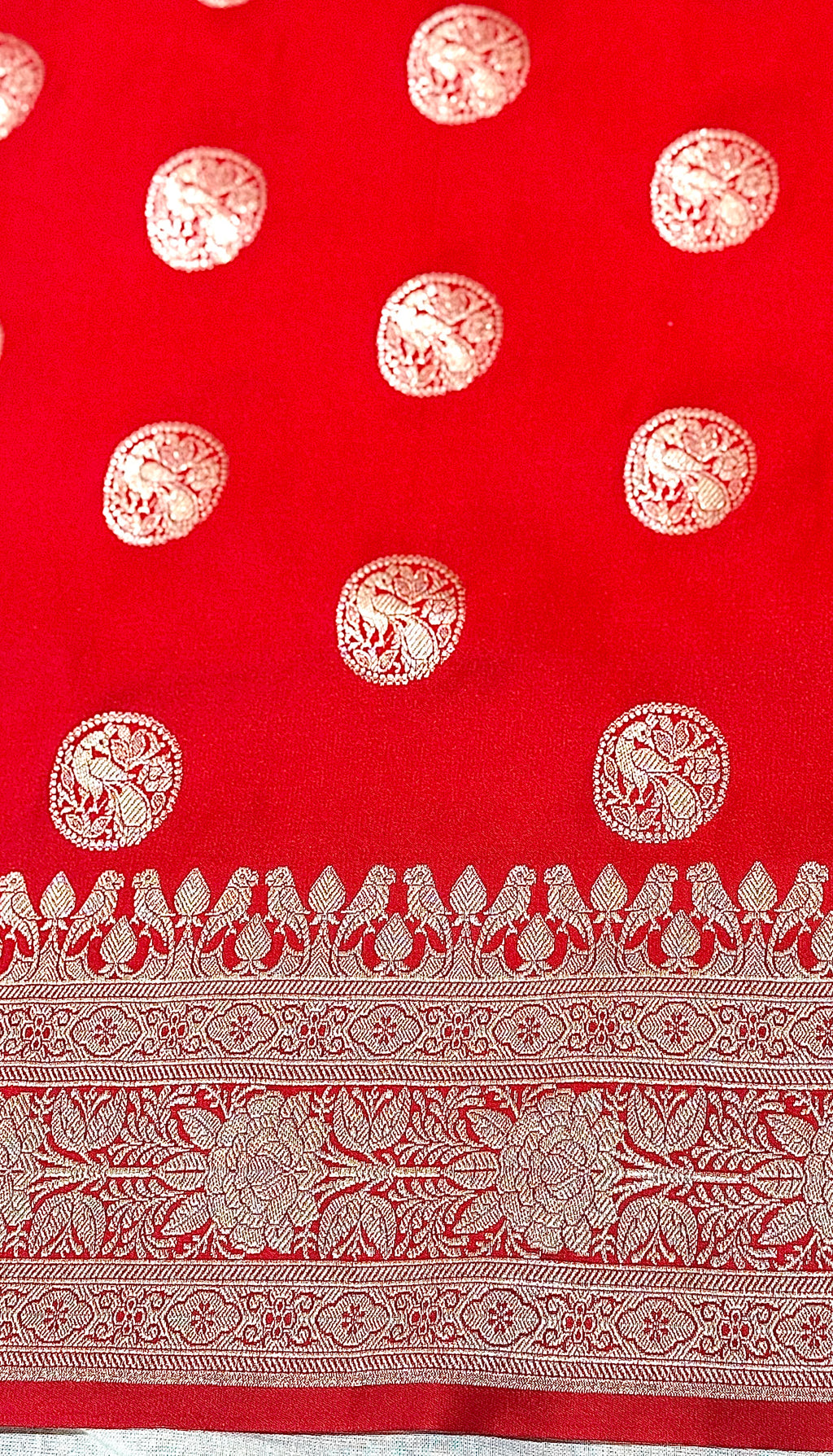 Handwoven Red Banarasi Ahinsa Silk Saree
