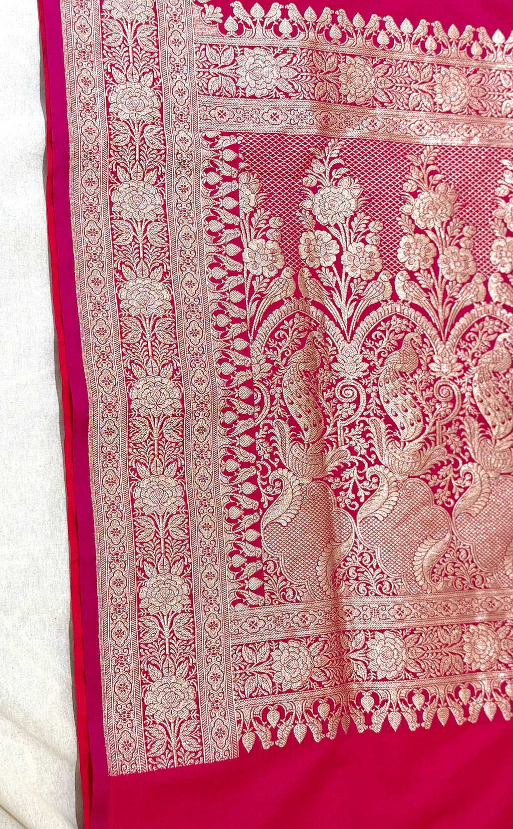Handwoven Rani Pink Banarasi Ahinsa Silk Saree