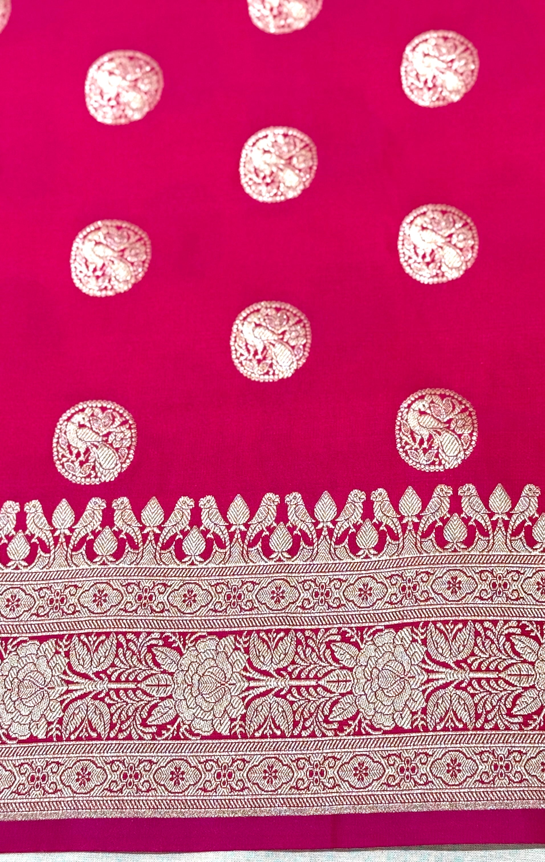 Handwoven Rani Pink Banarasi Ahinsa Silk Saree