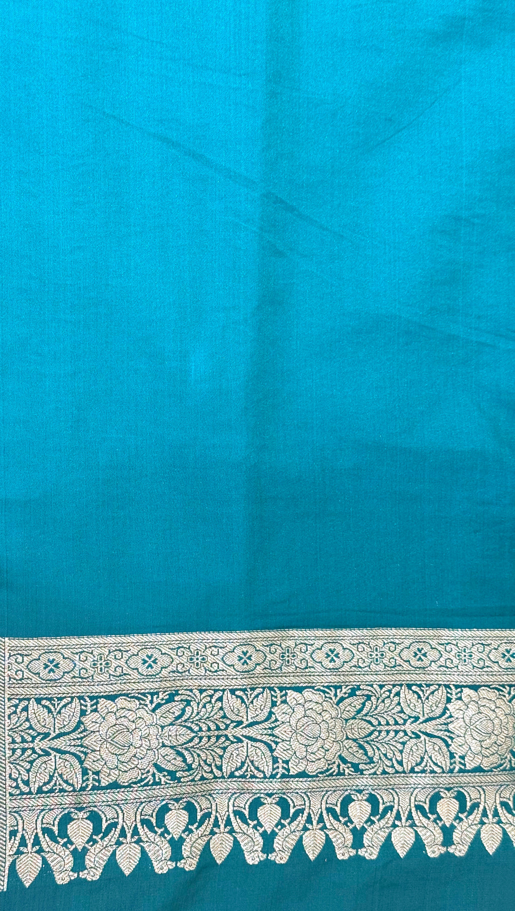 Handwoven Teal Blue Banarasi Ahinsa Silk Saree