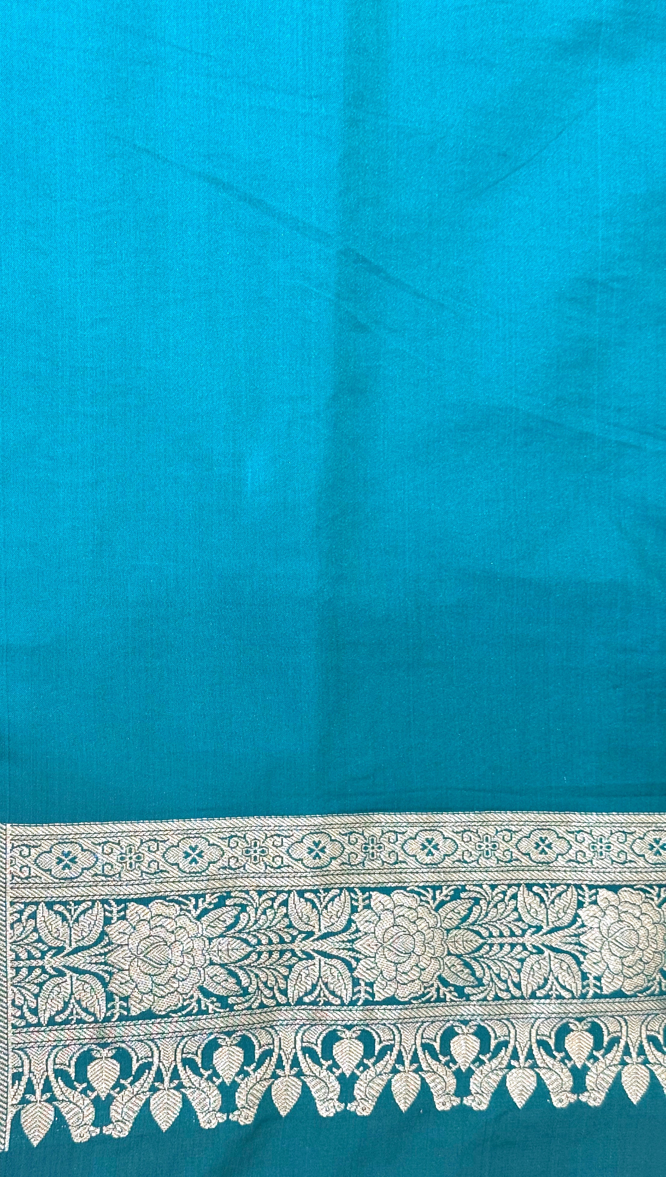 Handwoven Teal Blue Banarasi Ahinsa Silk Saree