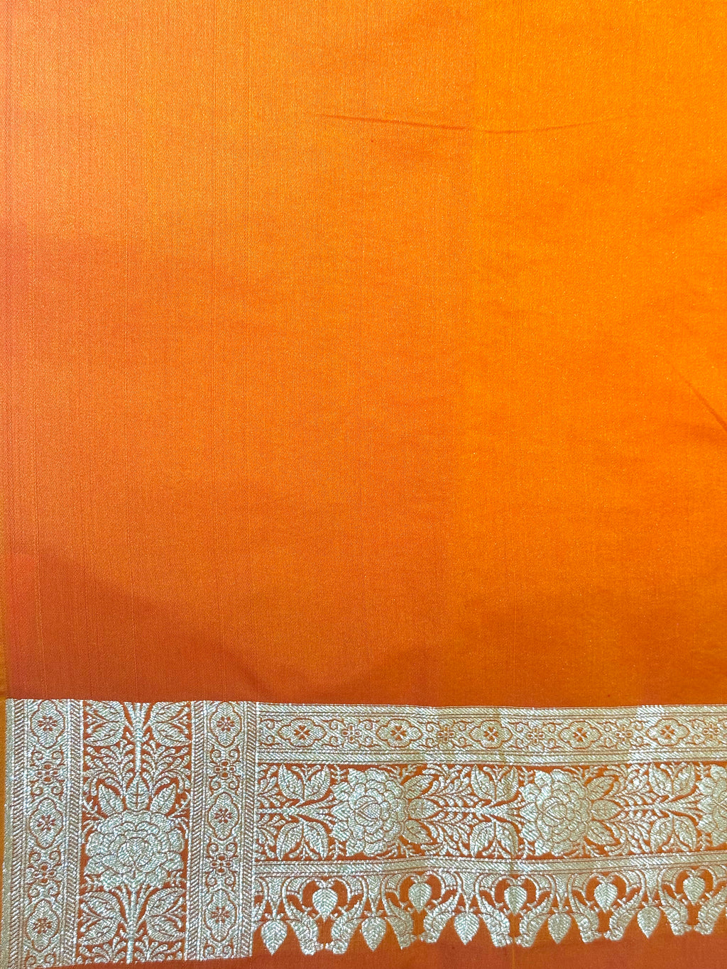 Handwoven Orange Banarasi Ahinsa Silk Saree