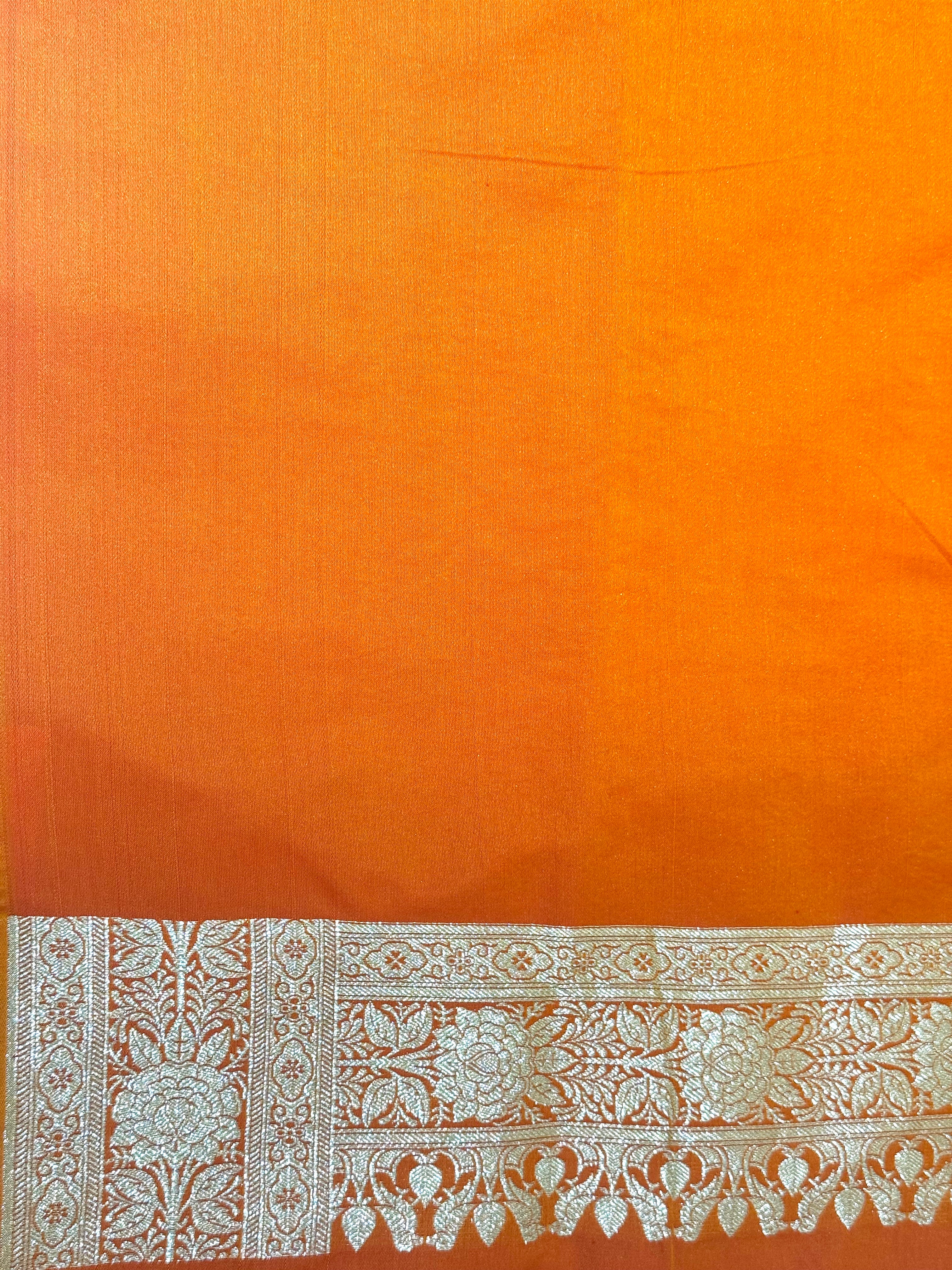 Handwoven Orange Banarasi Ahinsa Silk Saree