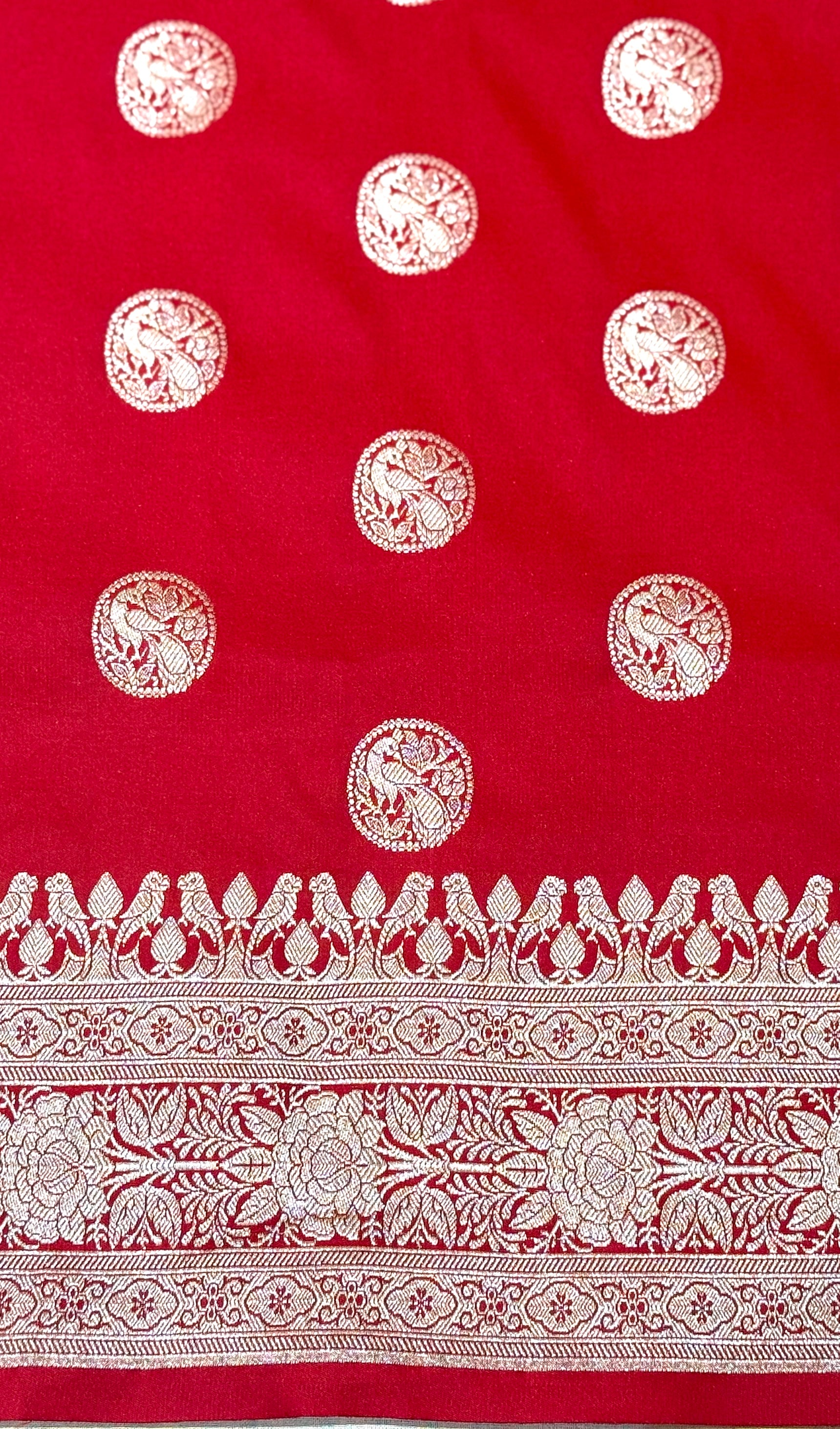 Handwoven Red Banarasi Ahinsa Silk saree