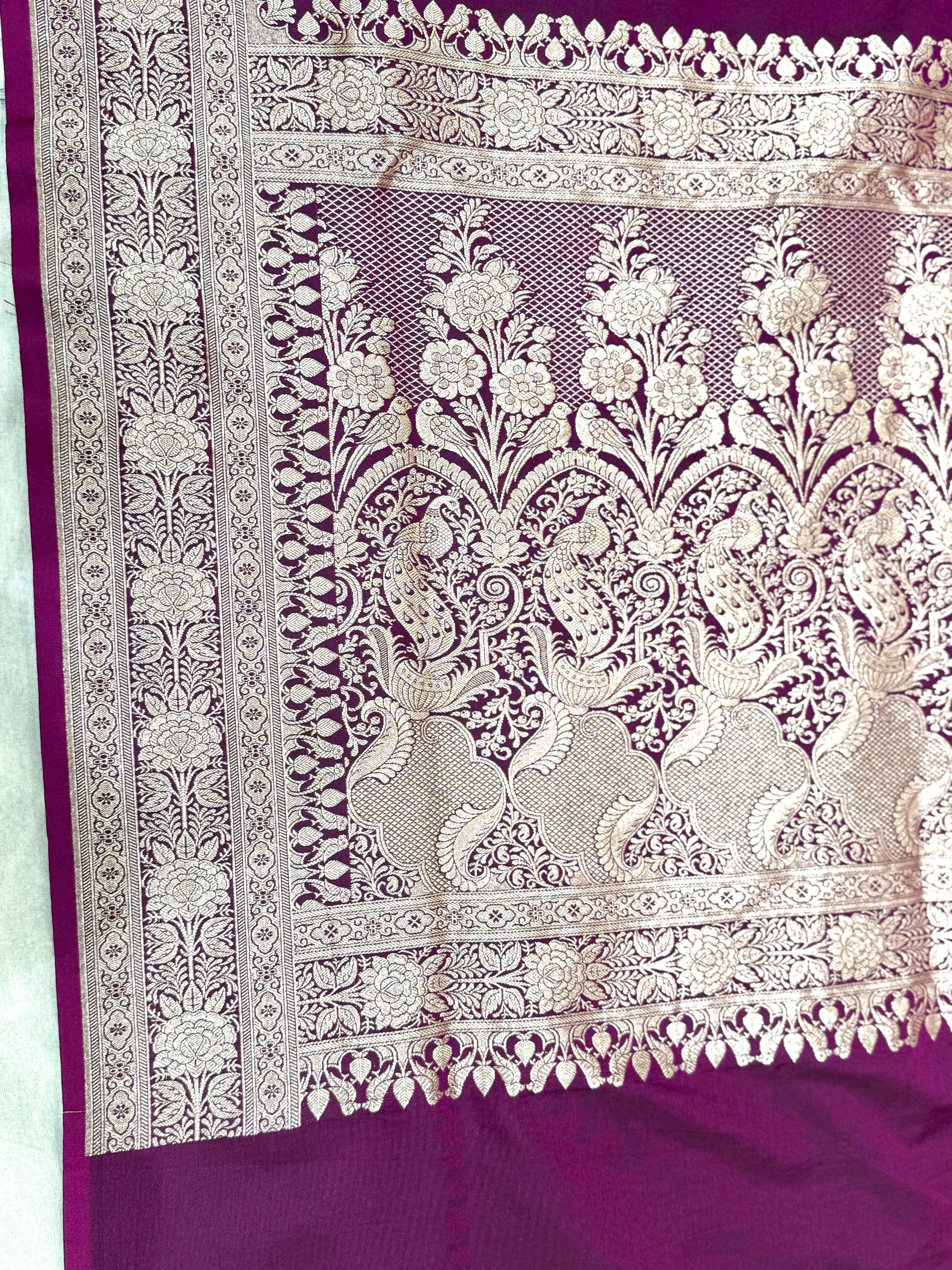 Purple Banarasi Ahinsa Silk saree