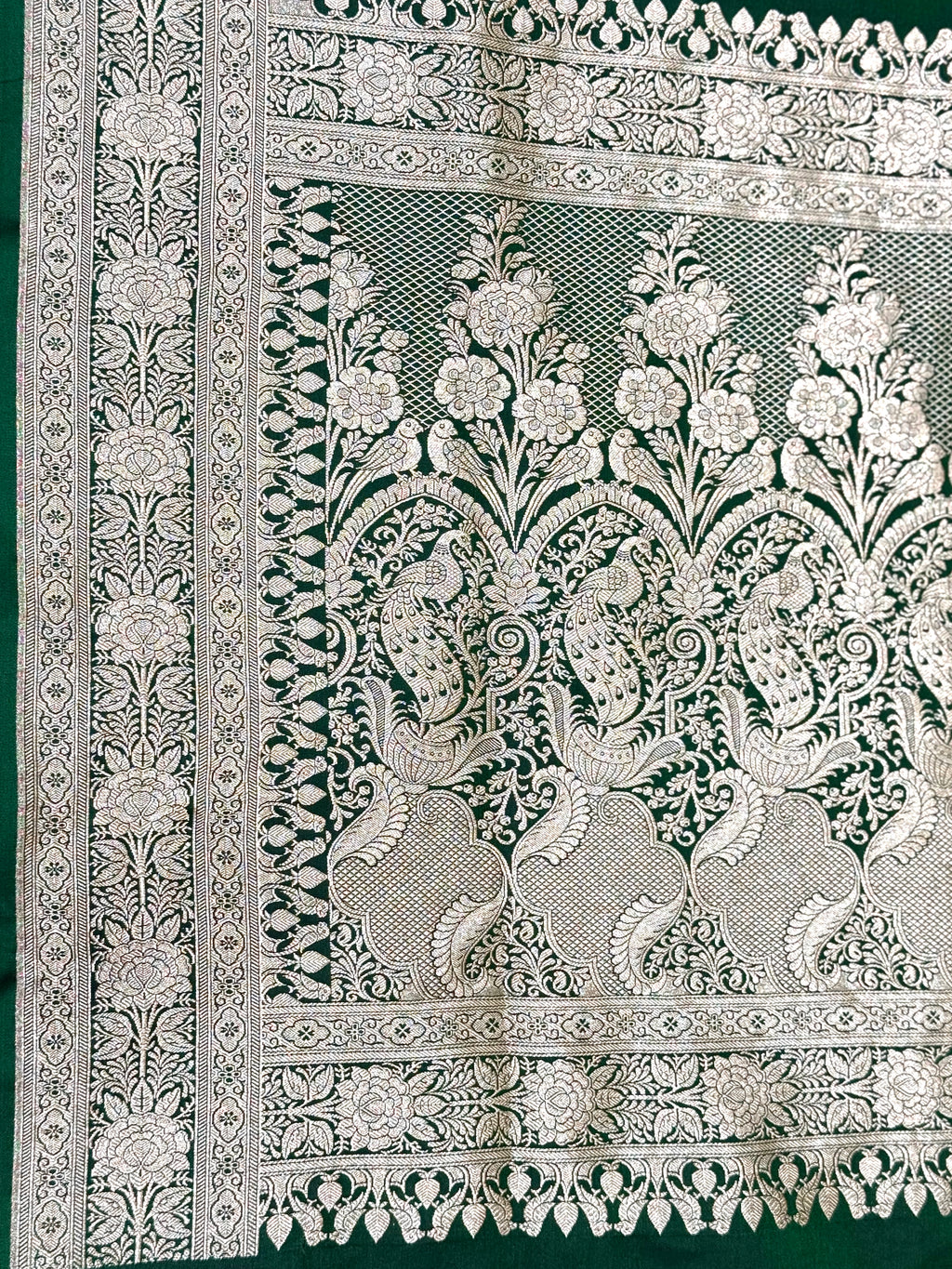 Handwoven Green Banarasi Ahinsa Silk Saree