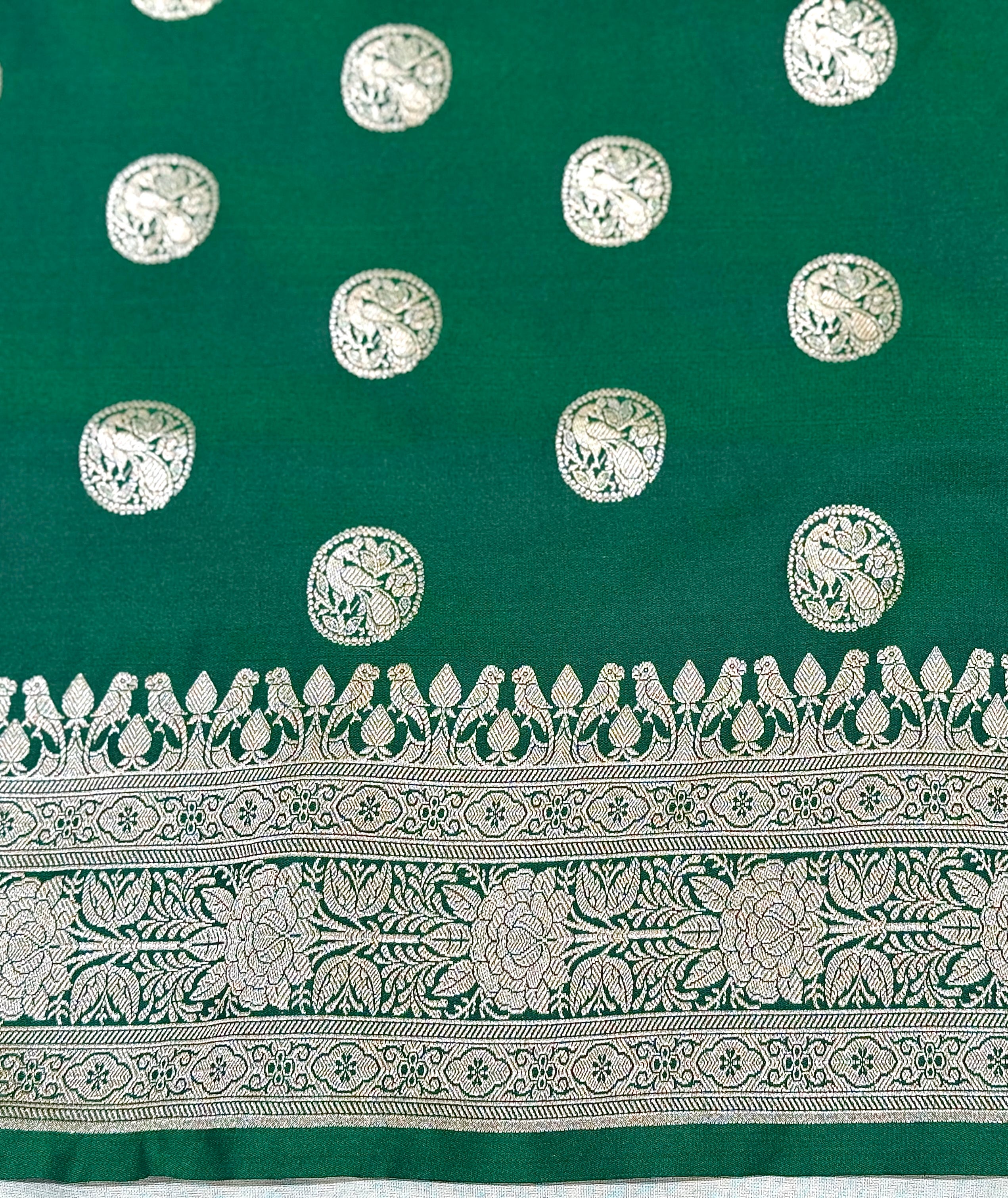 Handwoven Green Banarasi Ahinsa Silk Saree