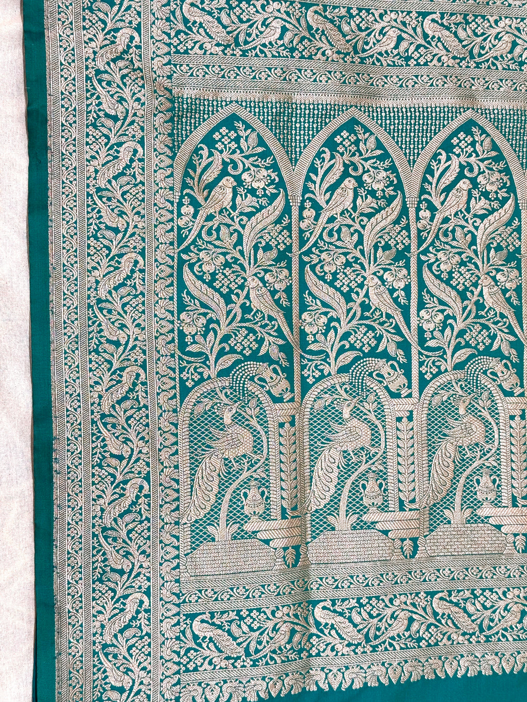 Teal Banarasi Ahinsa Silk saree