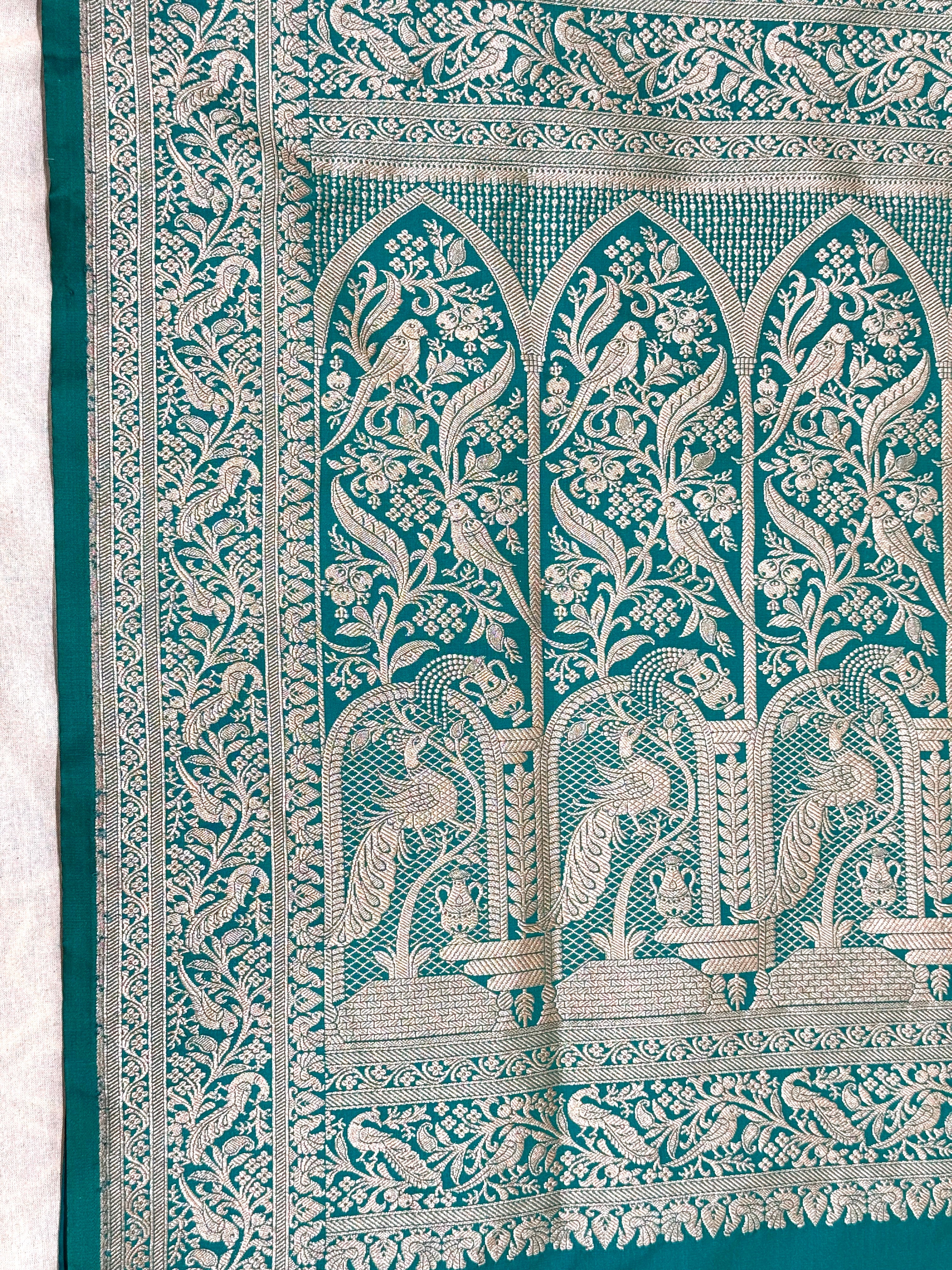 Teal Banarasi Ahinsa Silk saree
