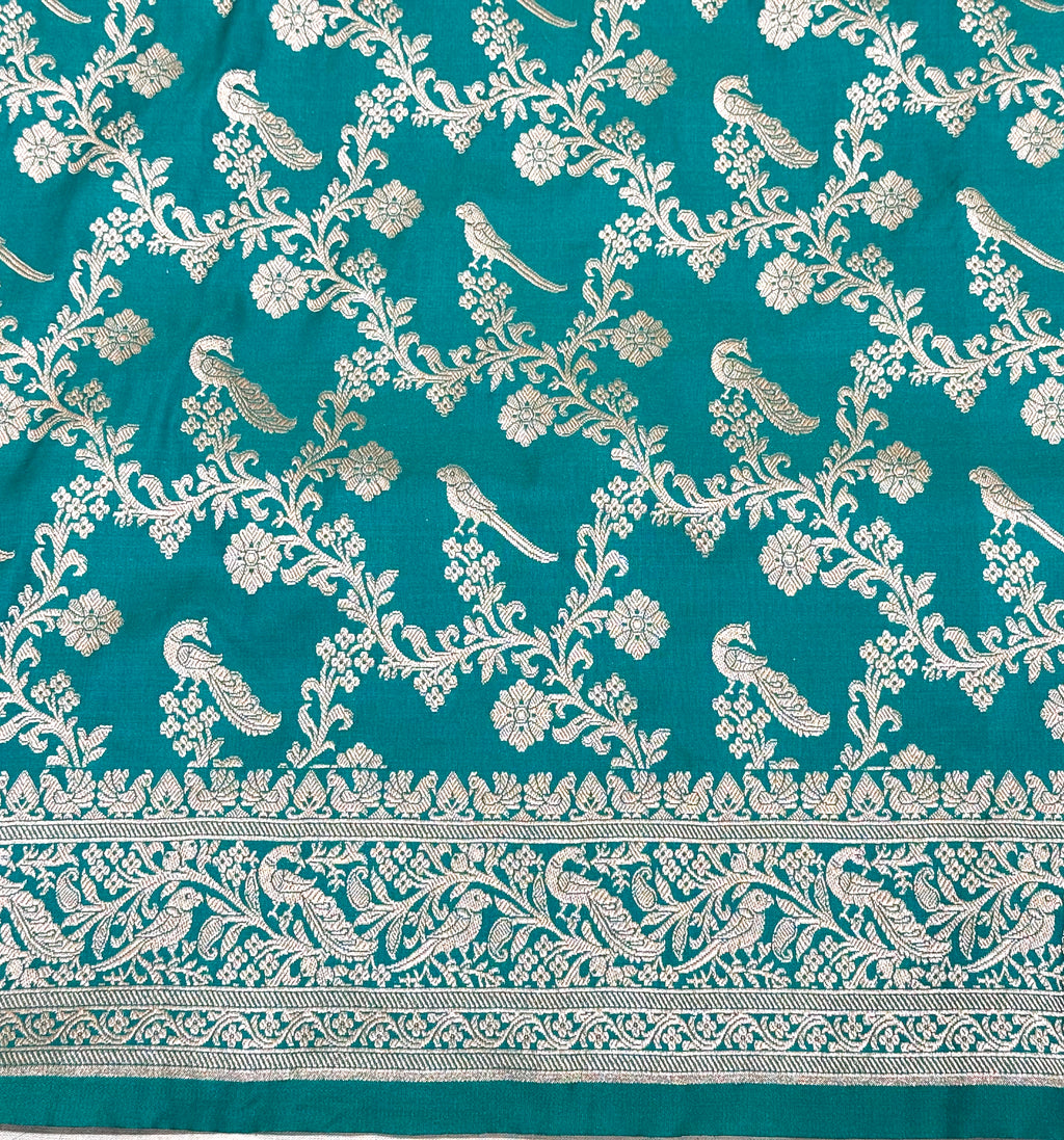 Teal Banarasi Ahinsa Silk saree