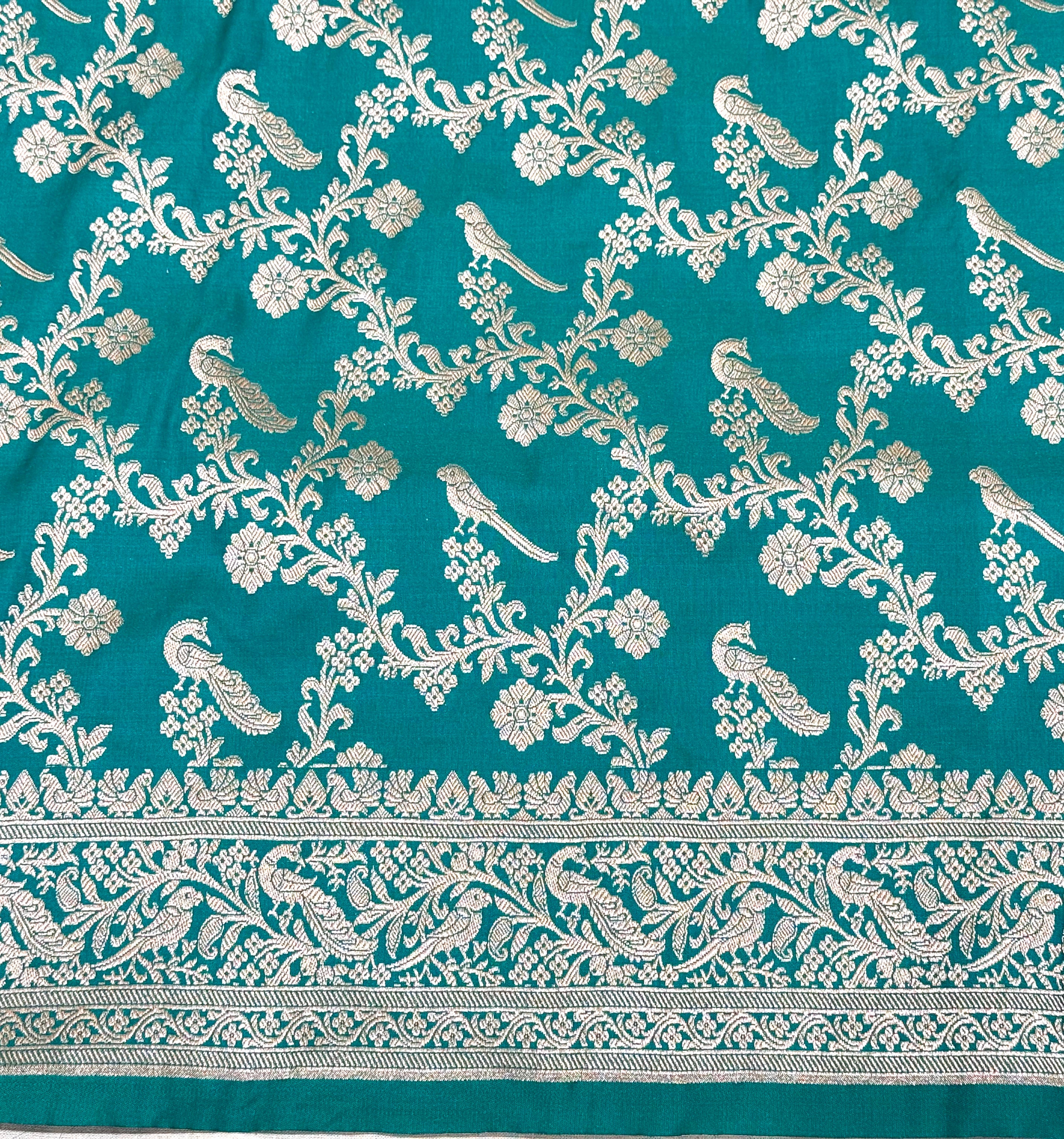 Teal Banarasi Ahinsa Silk saree