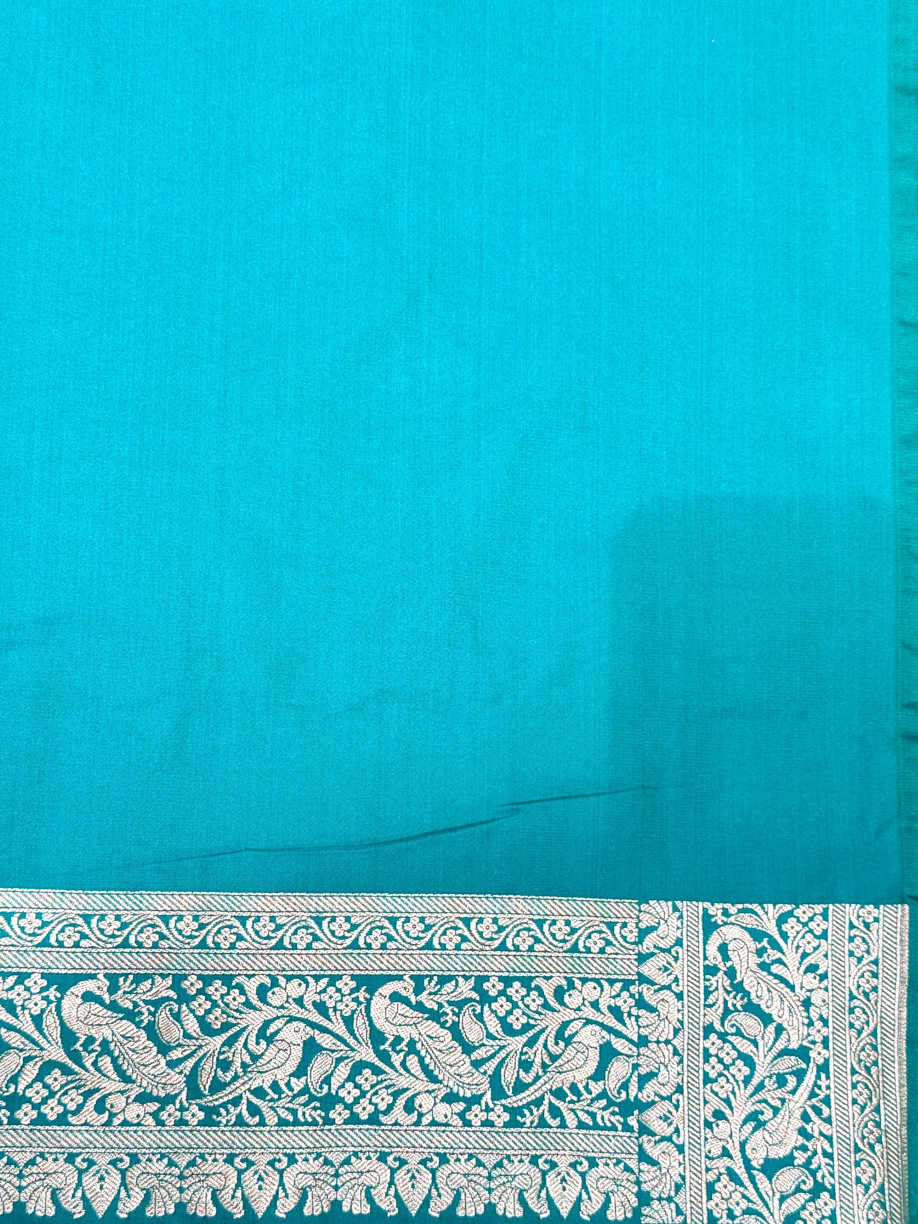 Teal Banarasi Ahinsa Silk saree