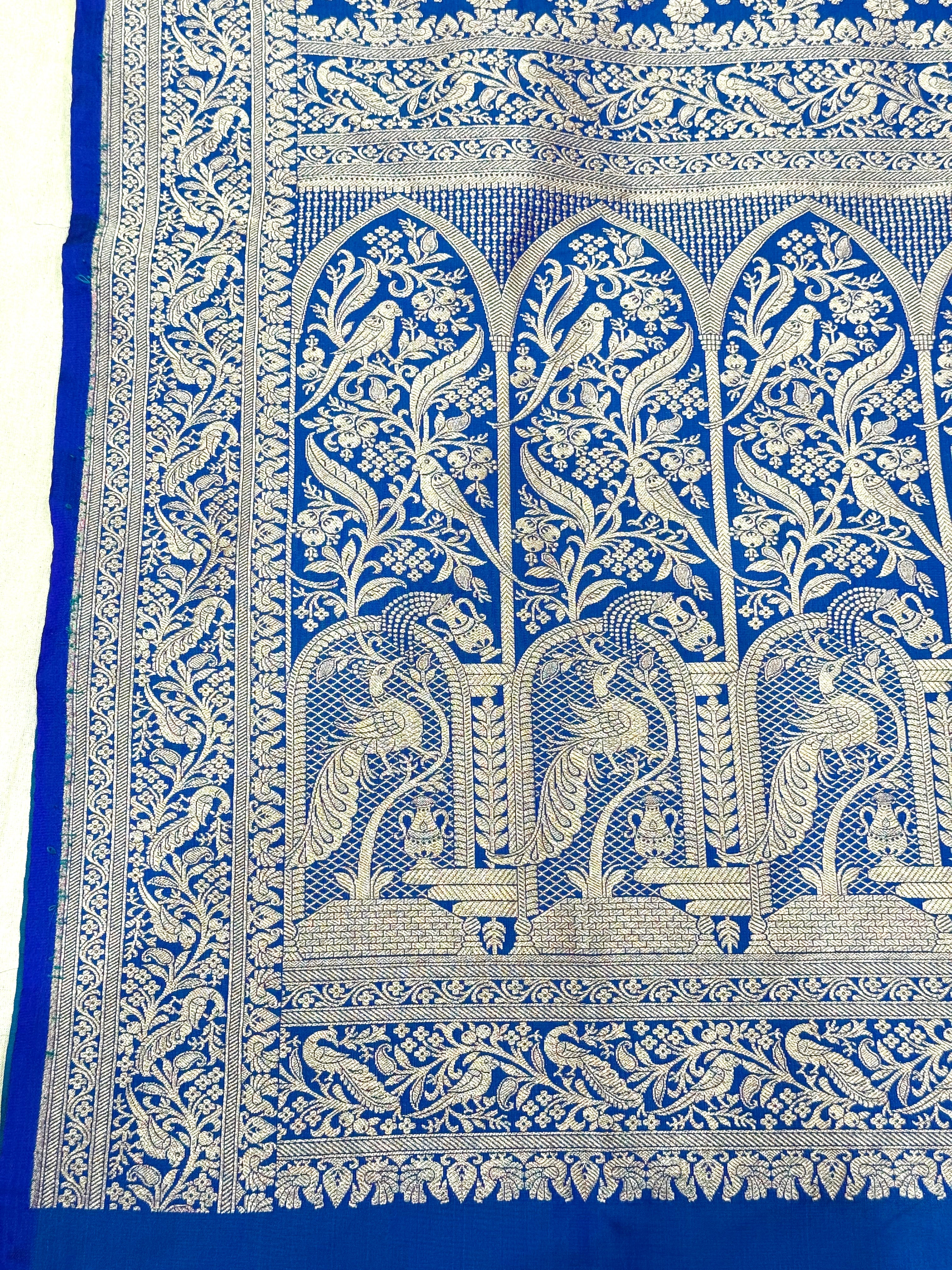 Blue Banarasi Ahinsa Silk saree