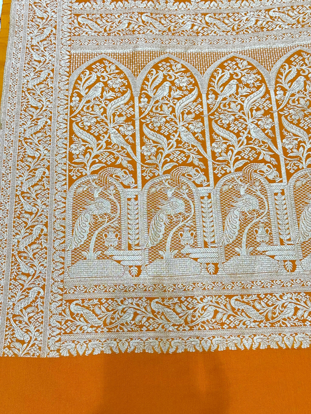 Yellow Banarasi Ahinsa Silk saree