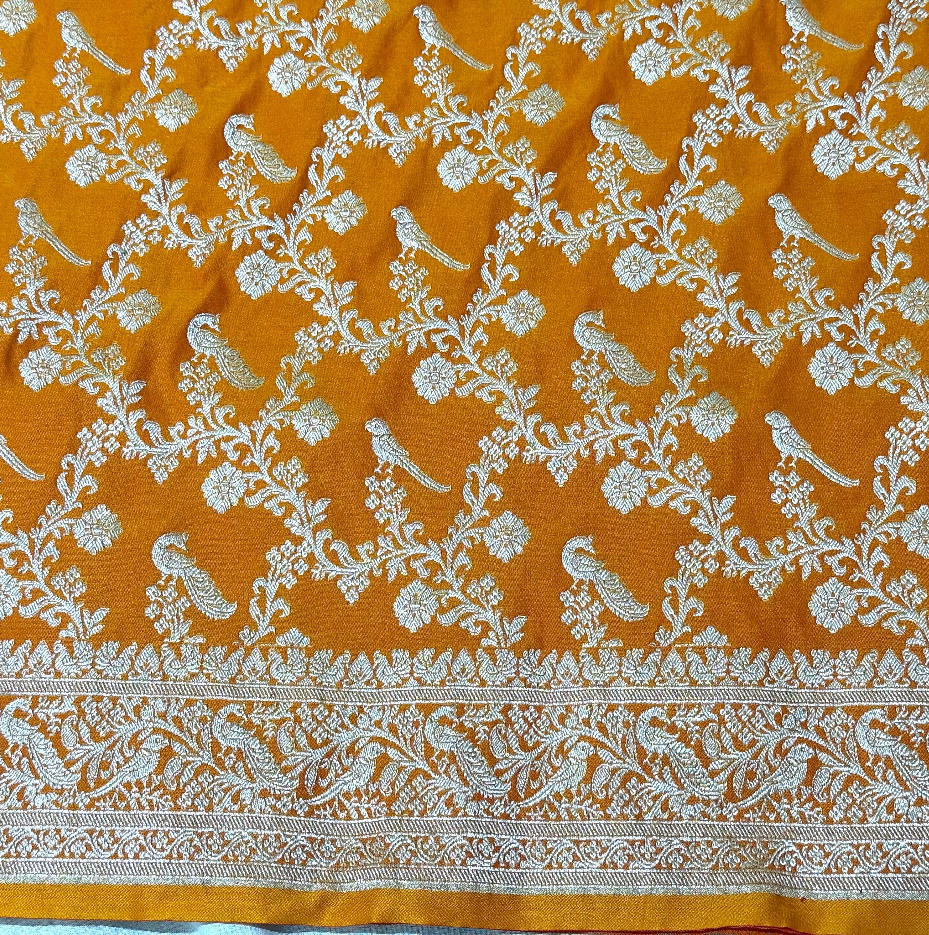 Yellow Banarasi Ahinsa Silk saree