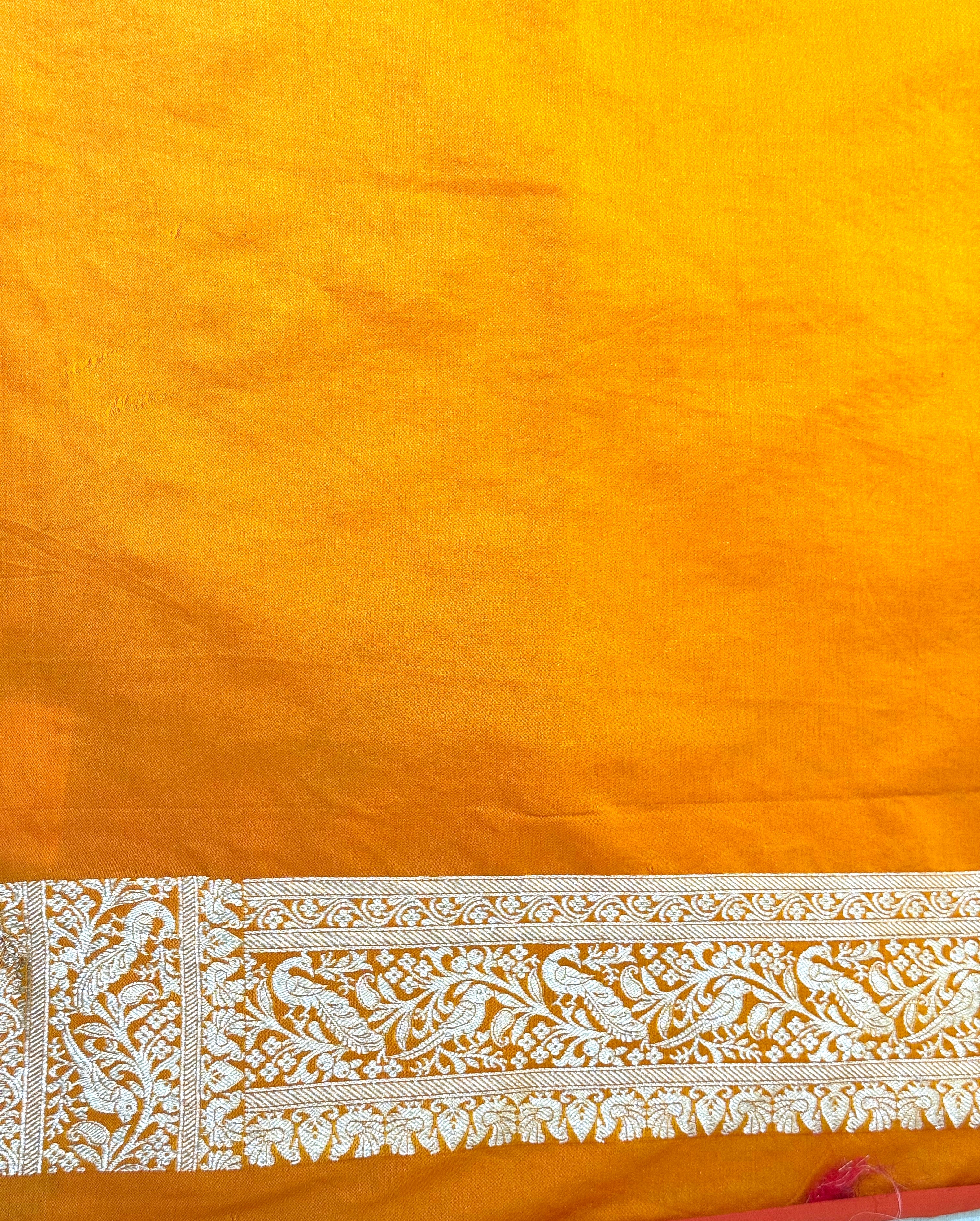 Yellow Banarasi Ahinsa Silk saree