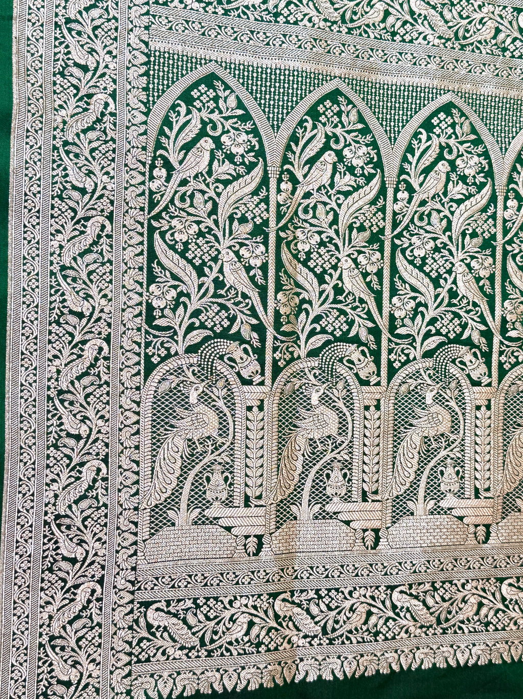 Handwoven Green Banarasi Ahinsa Silk saree