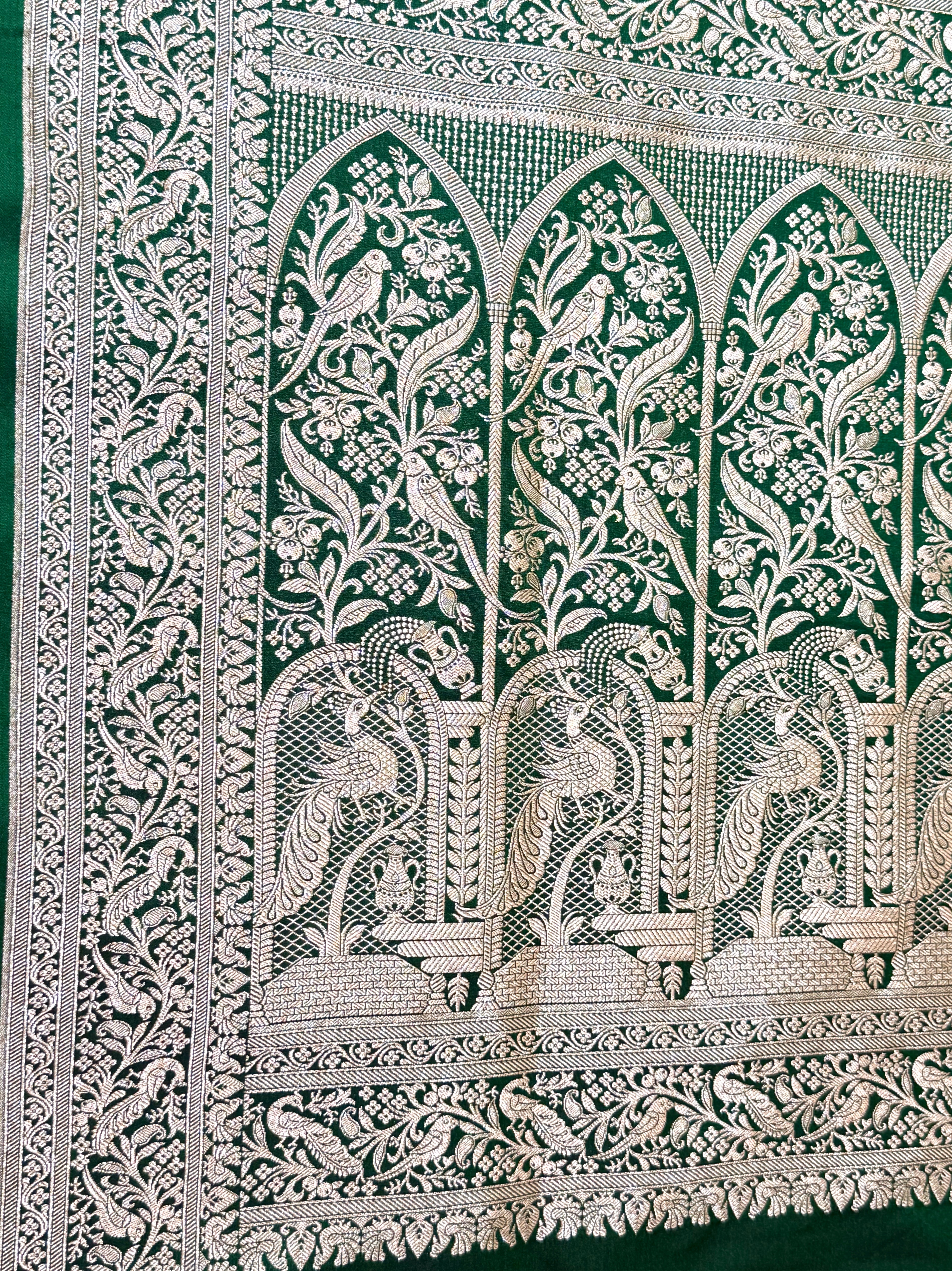 Handwoven Green Banarasi Ahinsa Silk saree
