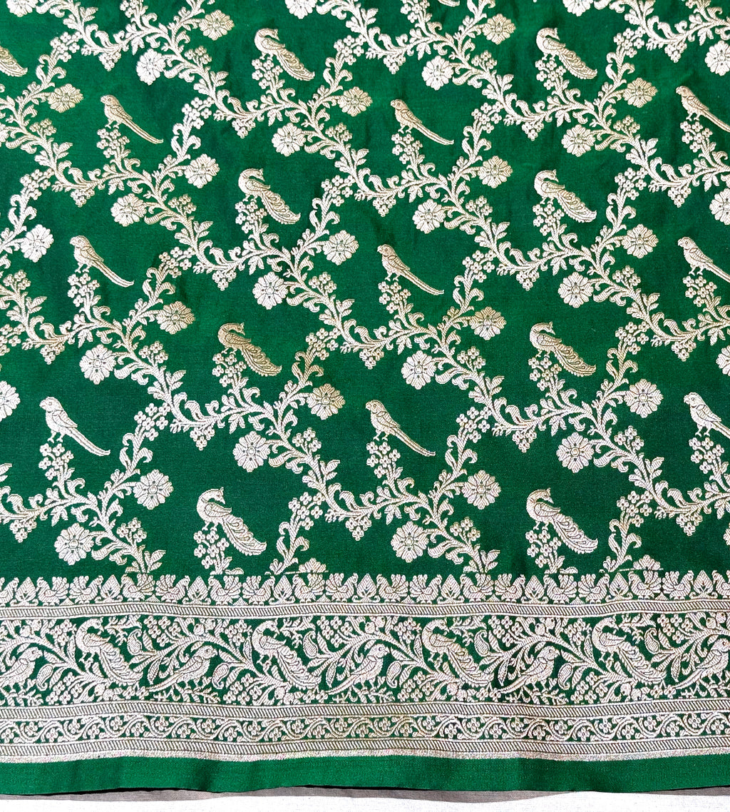 Handwoven Green Banarasi Ahinsa Silk saree