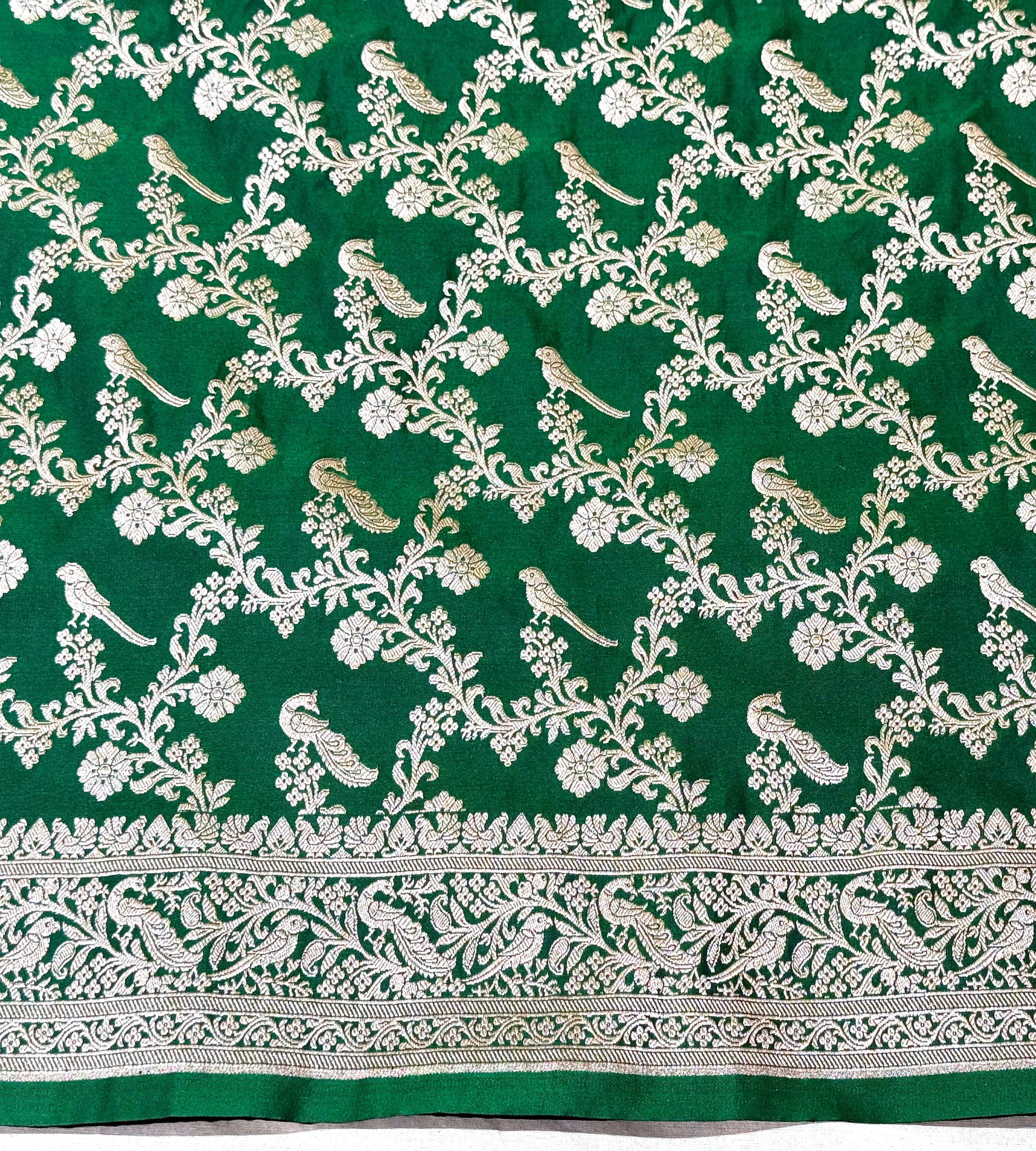 Handwoven Green Banarasi Ahinsa Silk saree