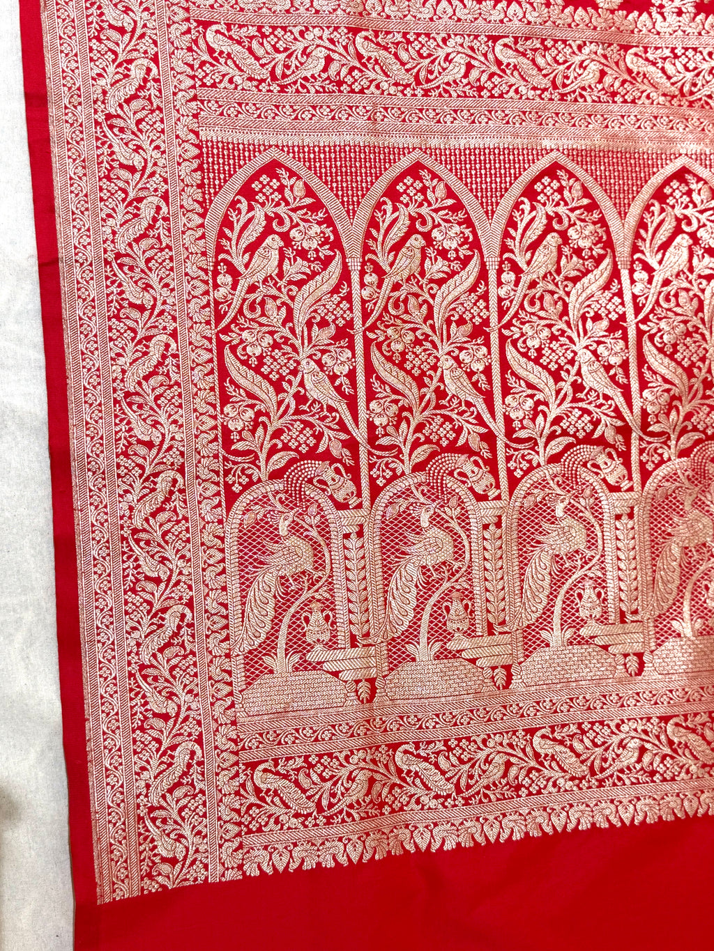 Handwoven Red Banarasi Ahinsa Silk Saree