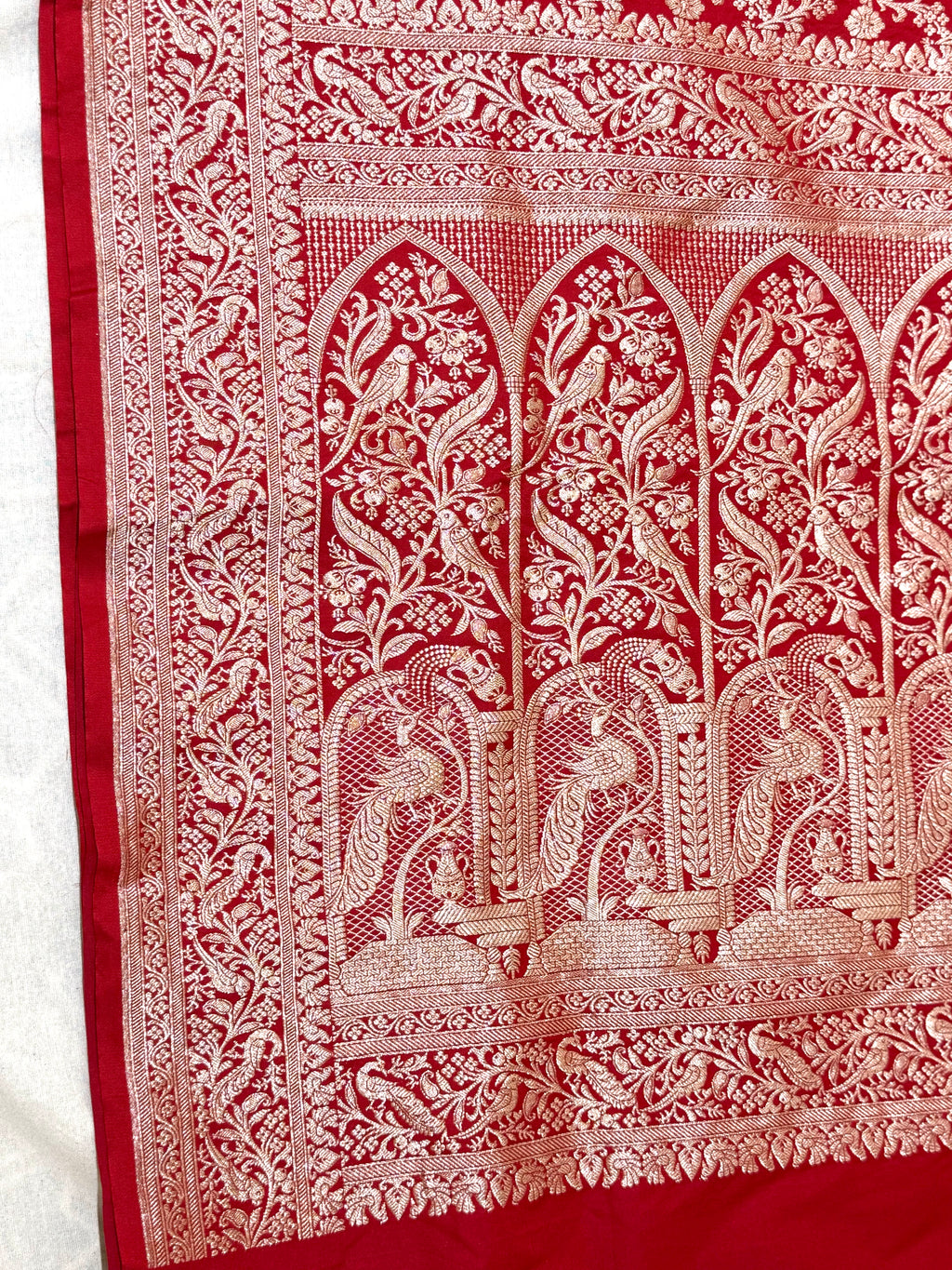 Handwoven Red Banarasi Ahinsa Silk Saree