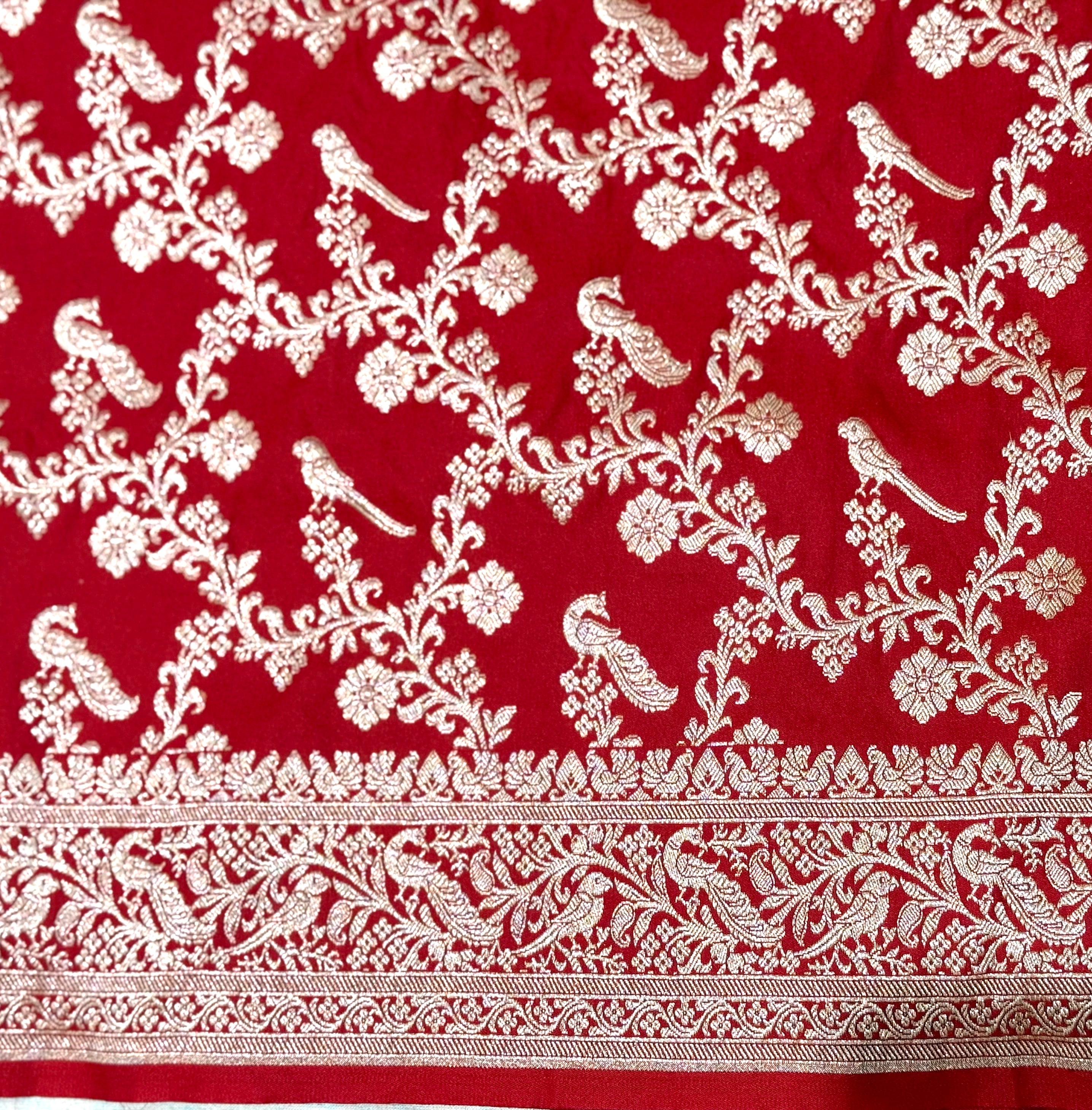 Handwoven Red Banarasi Ahinsa Silk Saree