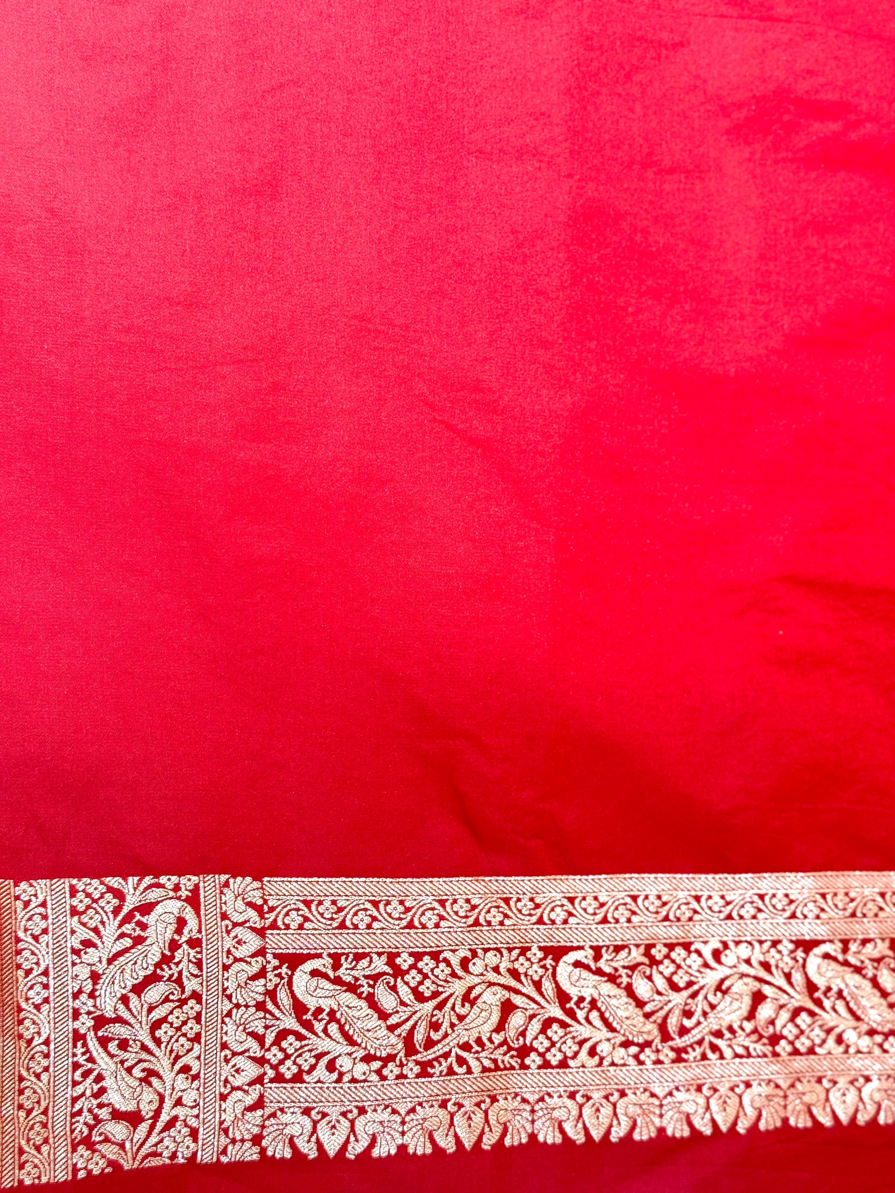 Handwoven Red Banarasi Ahinsa Silk Saree
