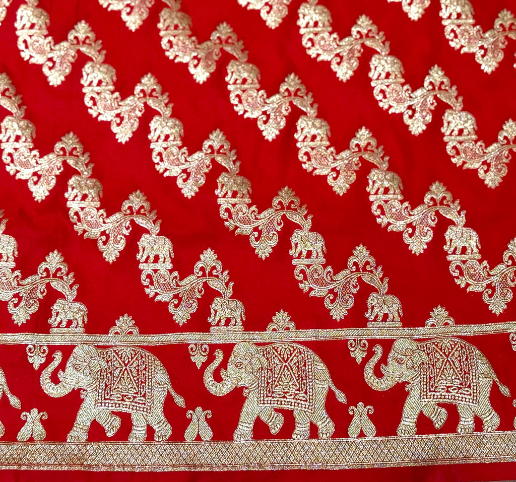 Handwoven Red Banarasi Ahinsa Silk Saree