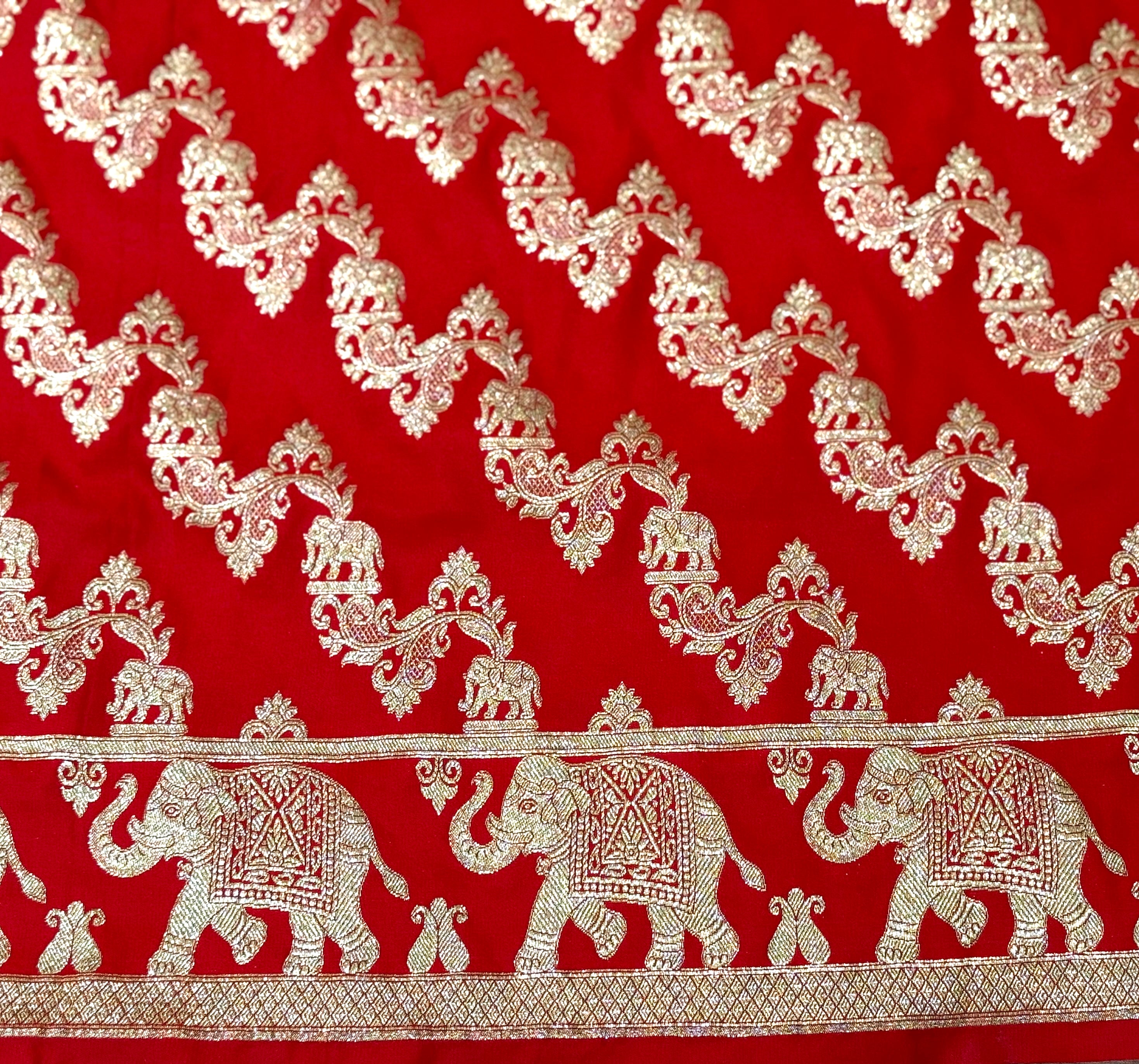 Handwoven Red Banarasi Ahinsa Silk Saree