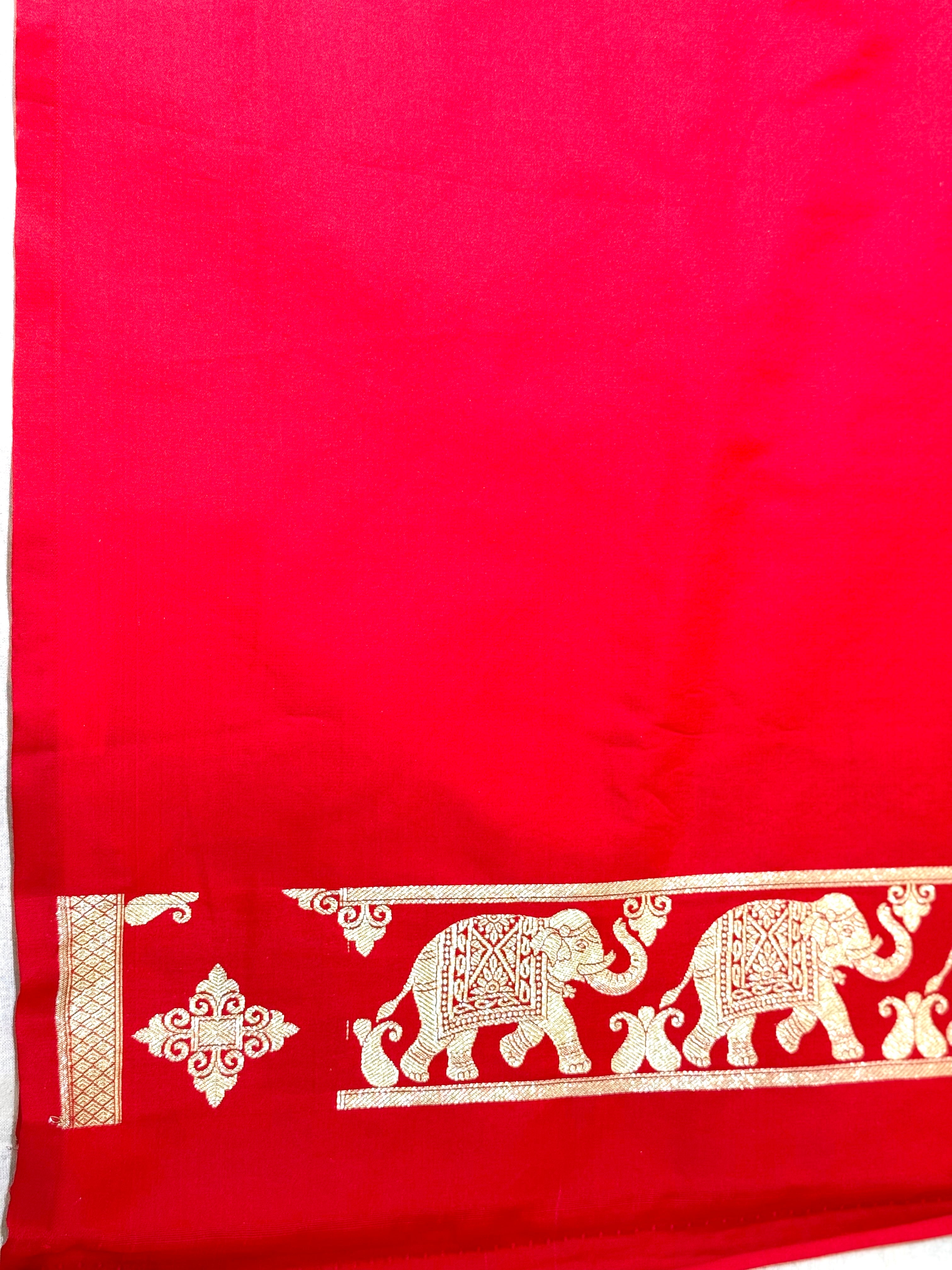 Handwoven Red Banarasi Ahinsa Silk Saree