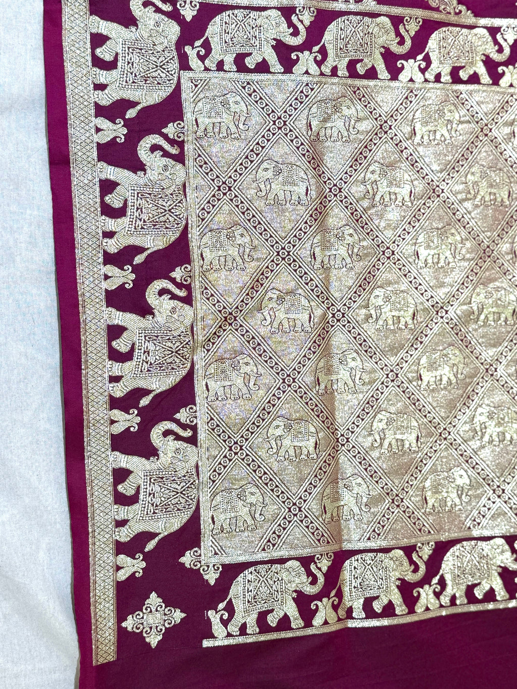 Handwoven Wine Banarasi Ahinsa Silk saree