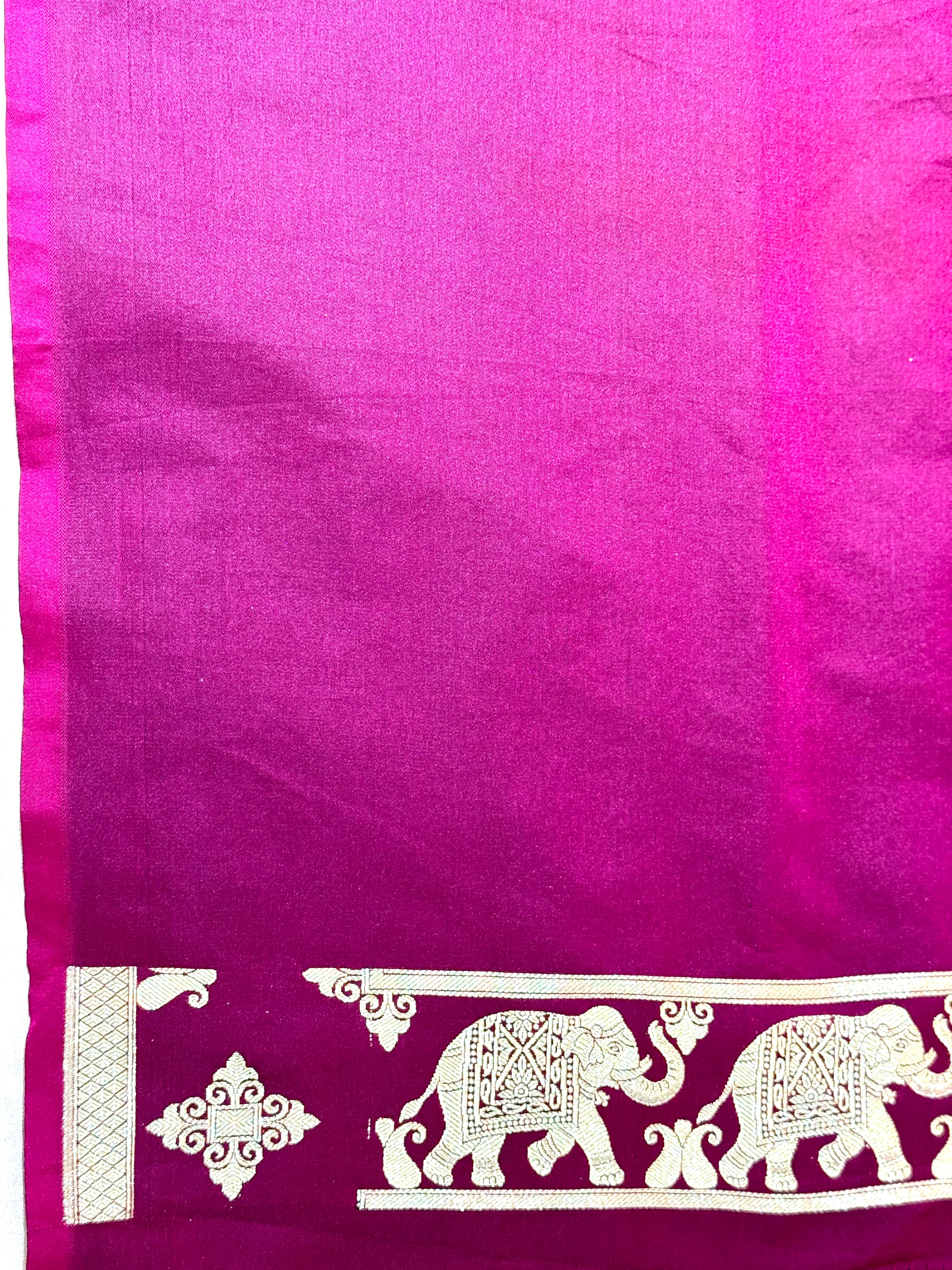 Handwoven Wine Banarasi Ahinsa Silk saree