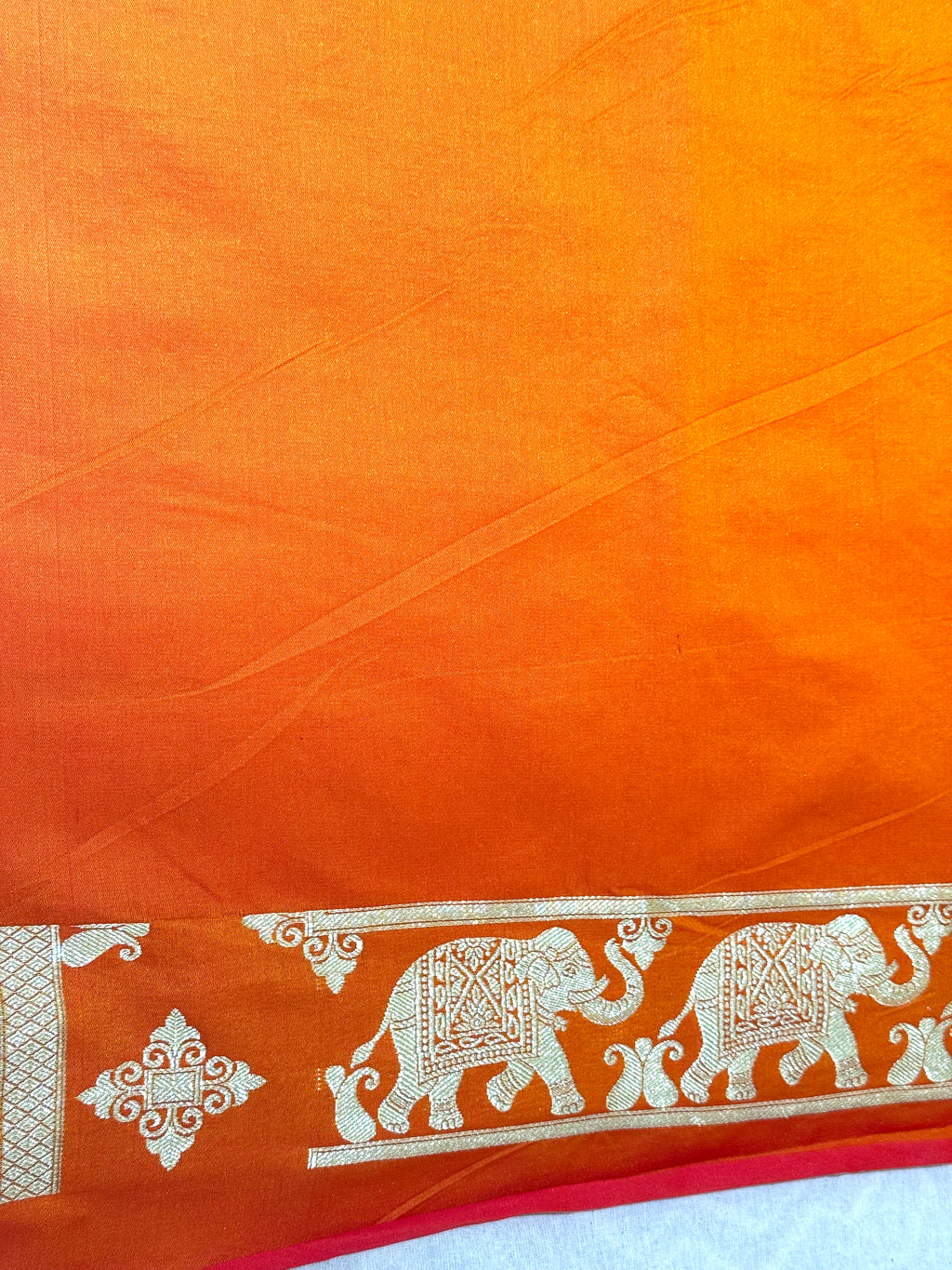 Handwoven Orange Banarasi Ahinsa Silk saree