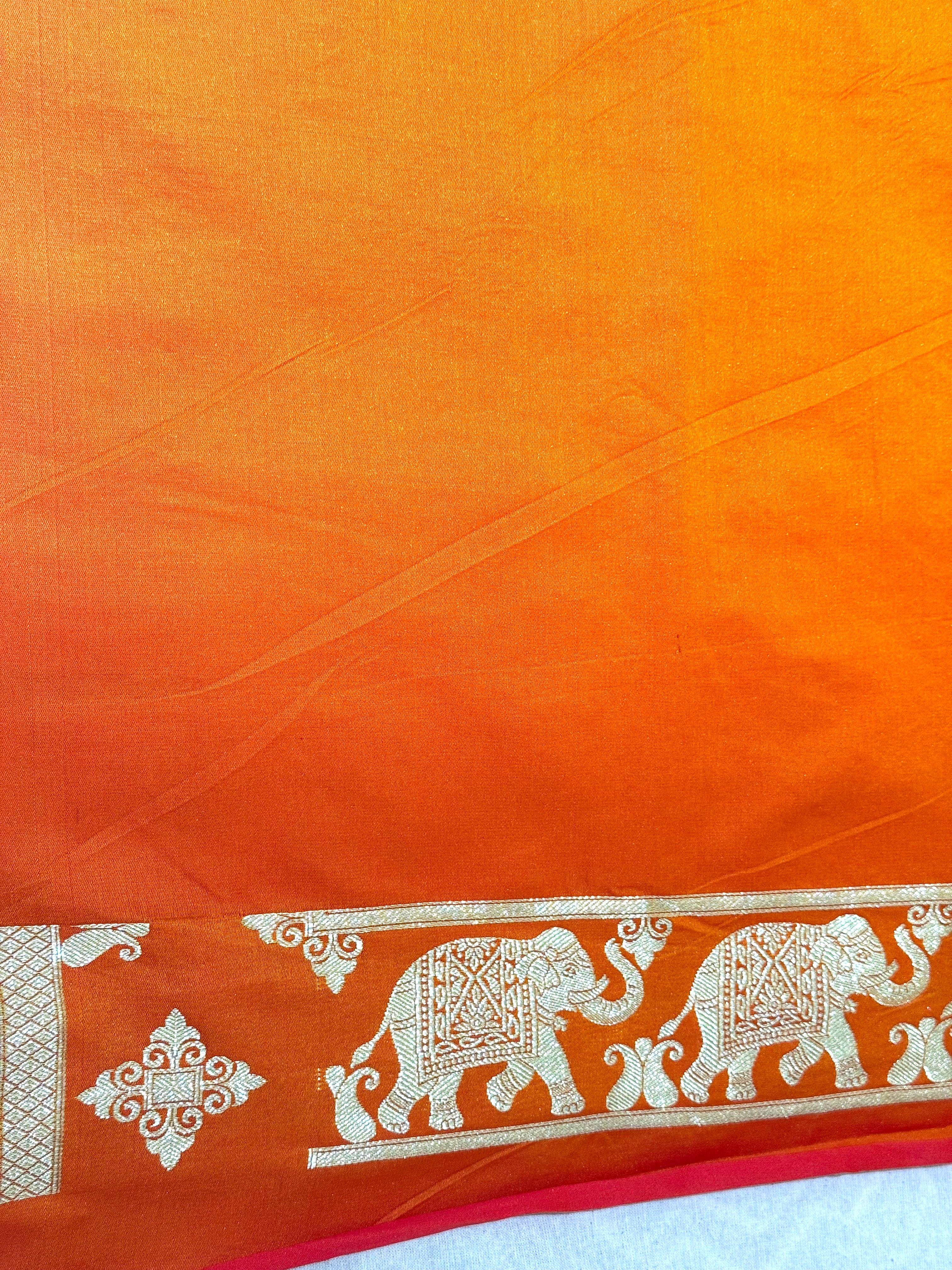 Handwoven Orange Banarasi Ahinsa Silk saree