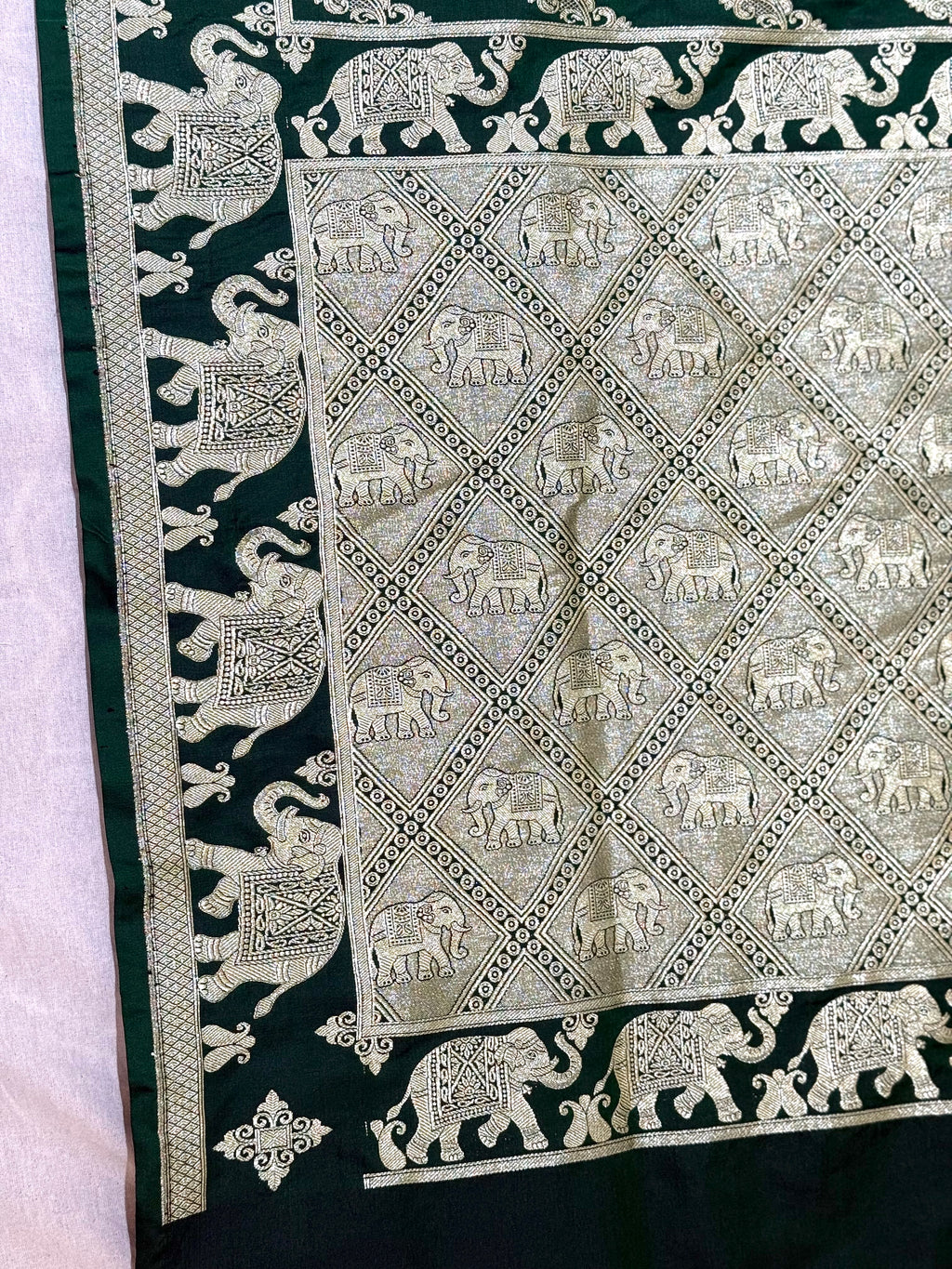 Handwoven Green Banarasi Ahinsa Silk Saree