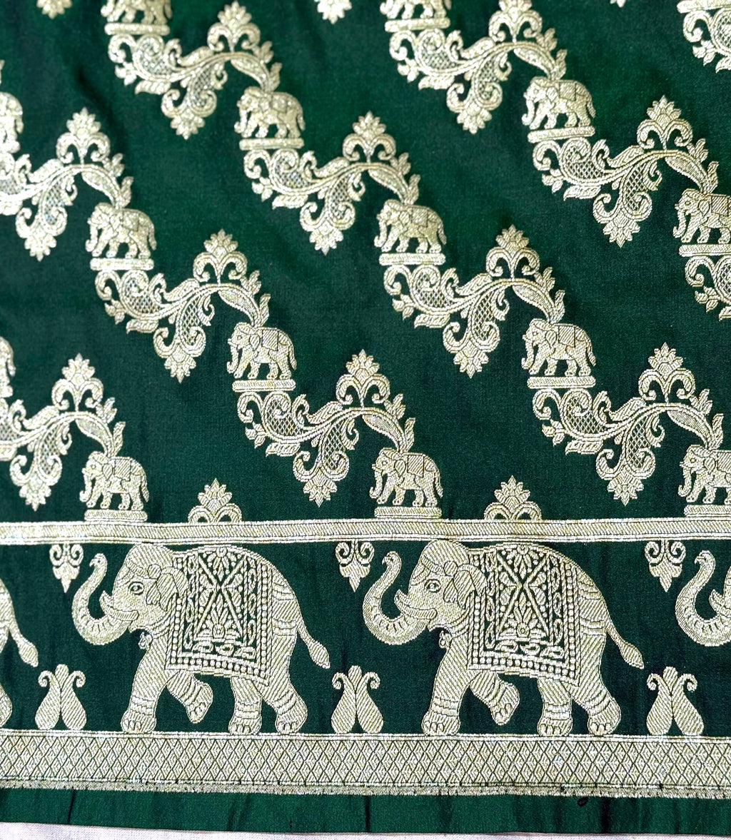 Handwoven Green Banarasi Ahinsa Silk Saree