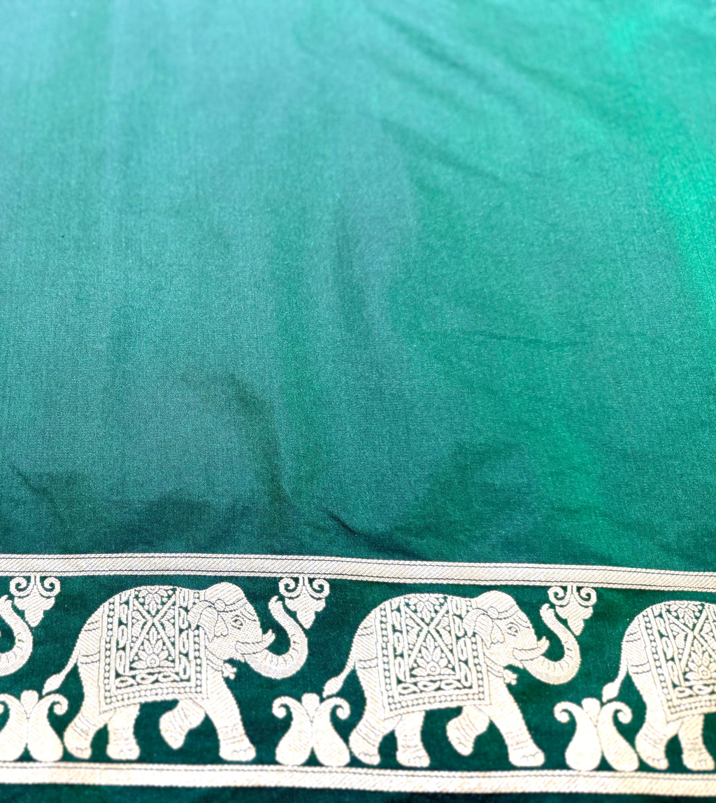 Handwoven Green Banarasi Ahinsa Silk Saree