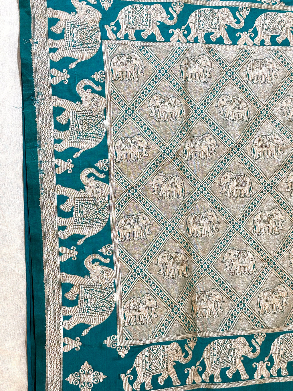 Handwoven Teal Blue Banarasi Ahinsa Silk Saree