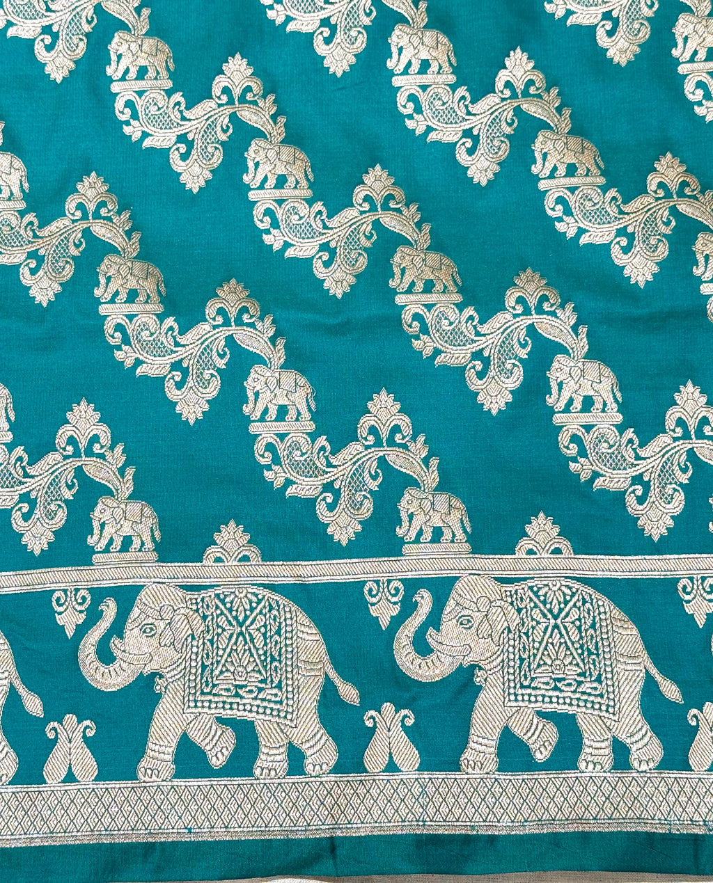 Handwoven Teal Blue Banarasi Ahinsa Silk Saree
