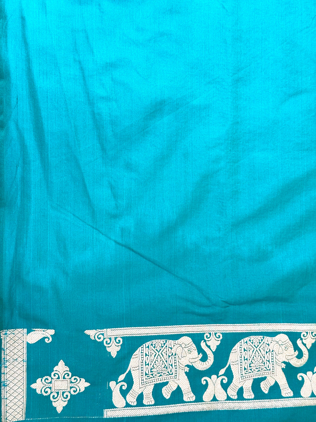 Handwoven Teal Blue Banarasi Ahinsa Silk Saree