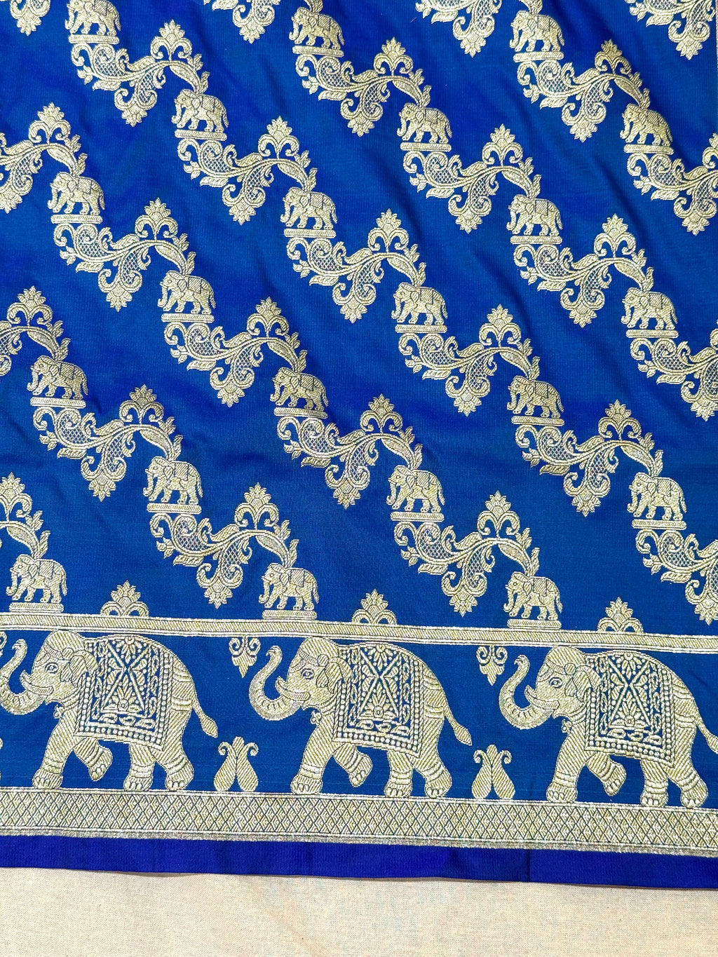 Handwoven Royal Blue Banarasi Ahinsa Silk Saree