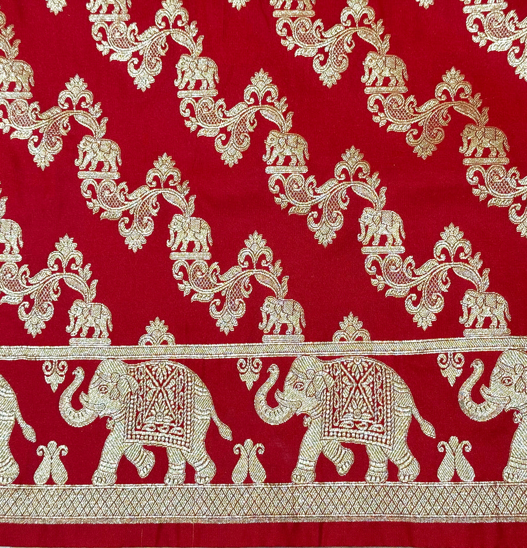 Handwoven Red Banarasi Ahinsa Silk Saree