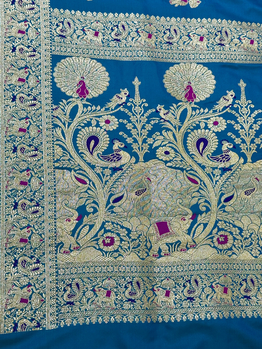 Handwoven Royal Blue Banarasi Ahinsa Silk Saree