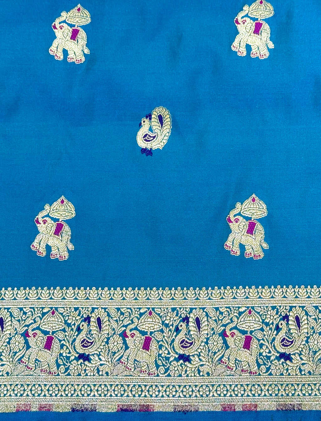 Handwoven Royal Blue Banarasi Ahinsa Silk Saree