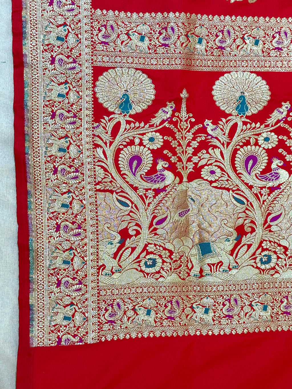 Handwoven Red Banarasi Ahinsa Silk Saree