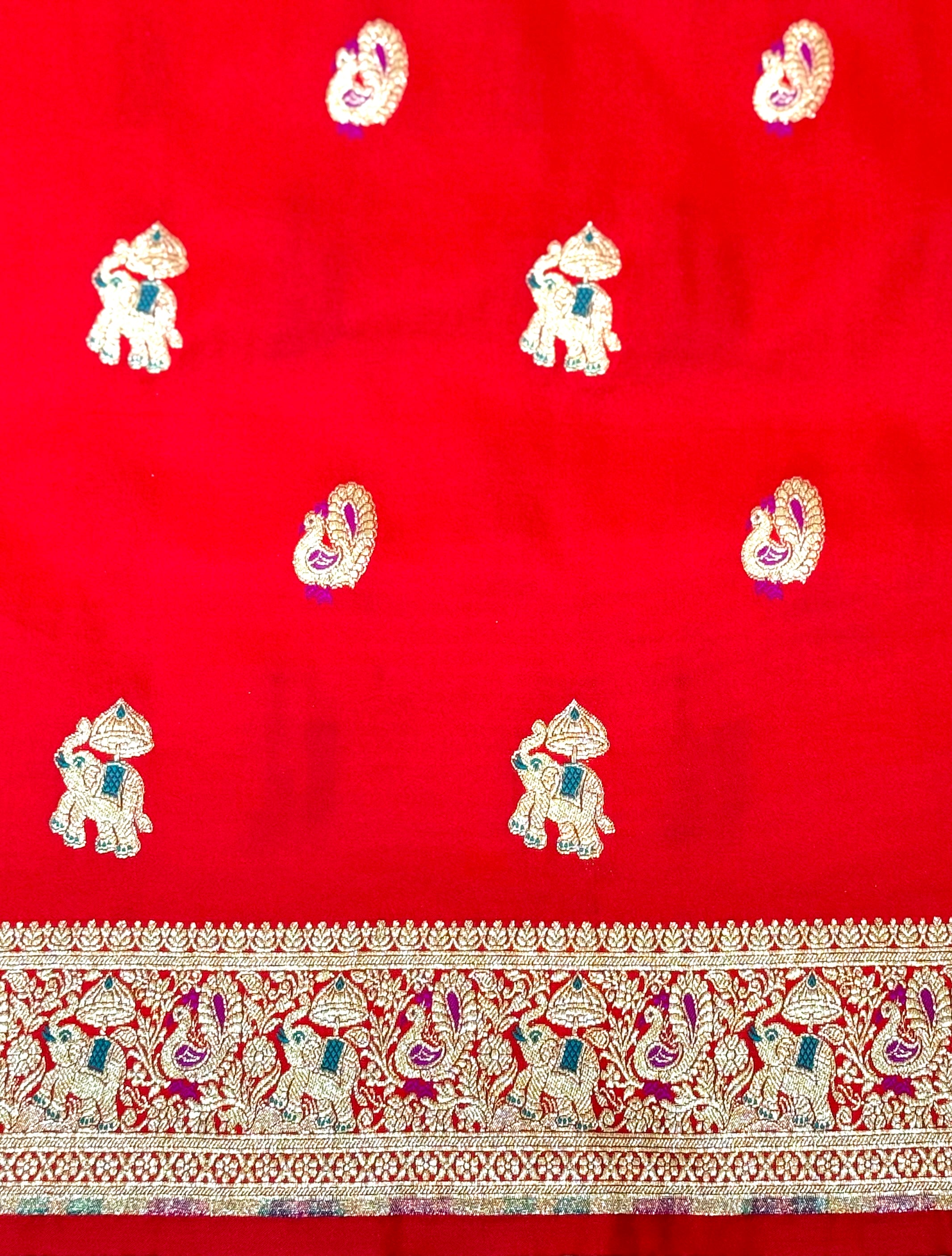 Handwoven Red Banarasi Ahinsa Silk Saree