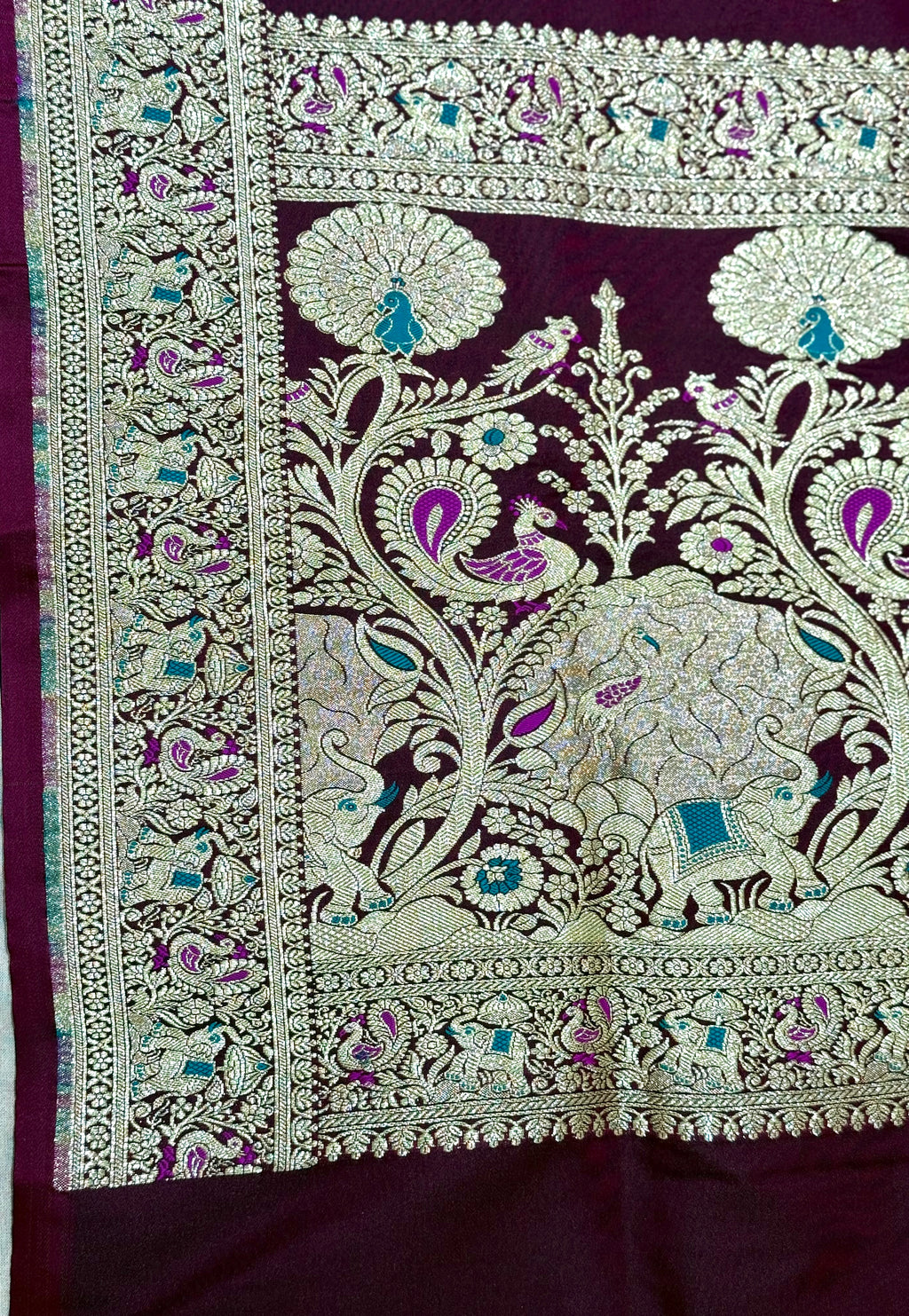 Handwoven Magenta Banarasi Ahinsa Silk Saree