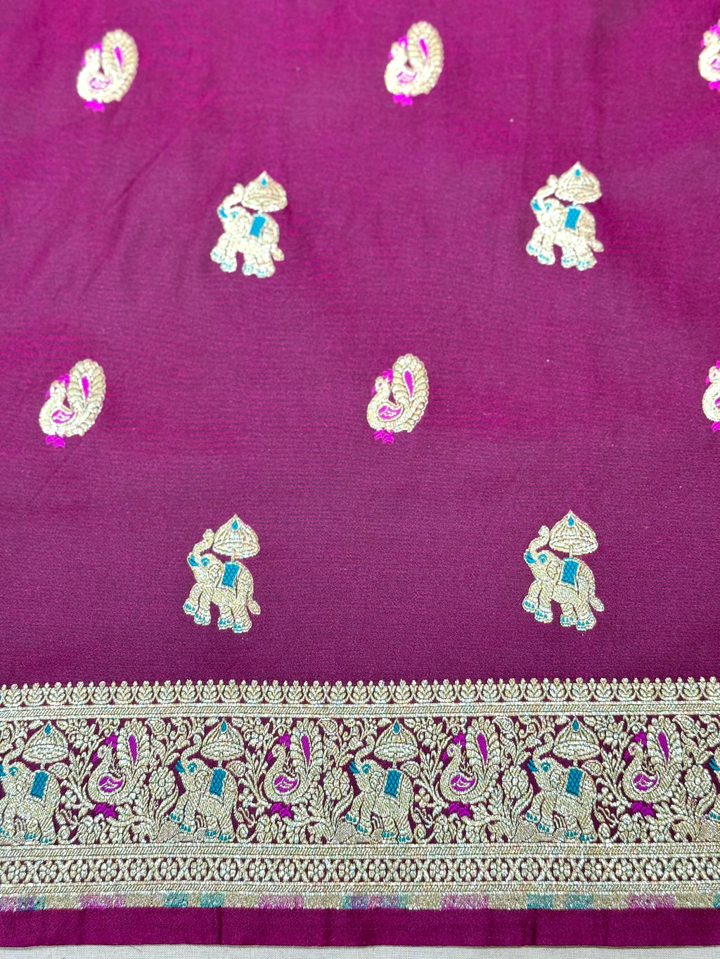 Handwoven Magenta Banarasi Ahinsa Silk Saree